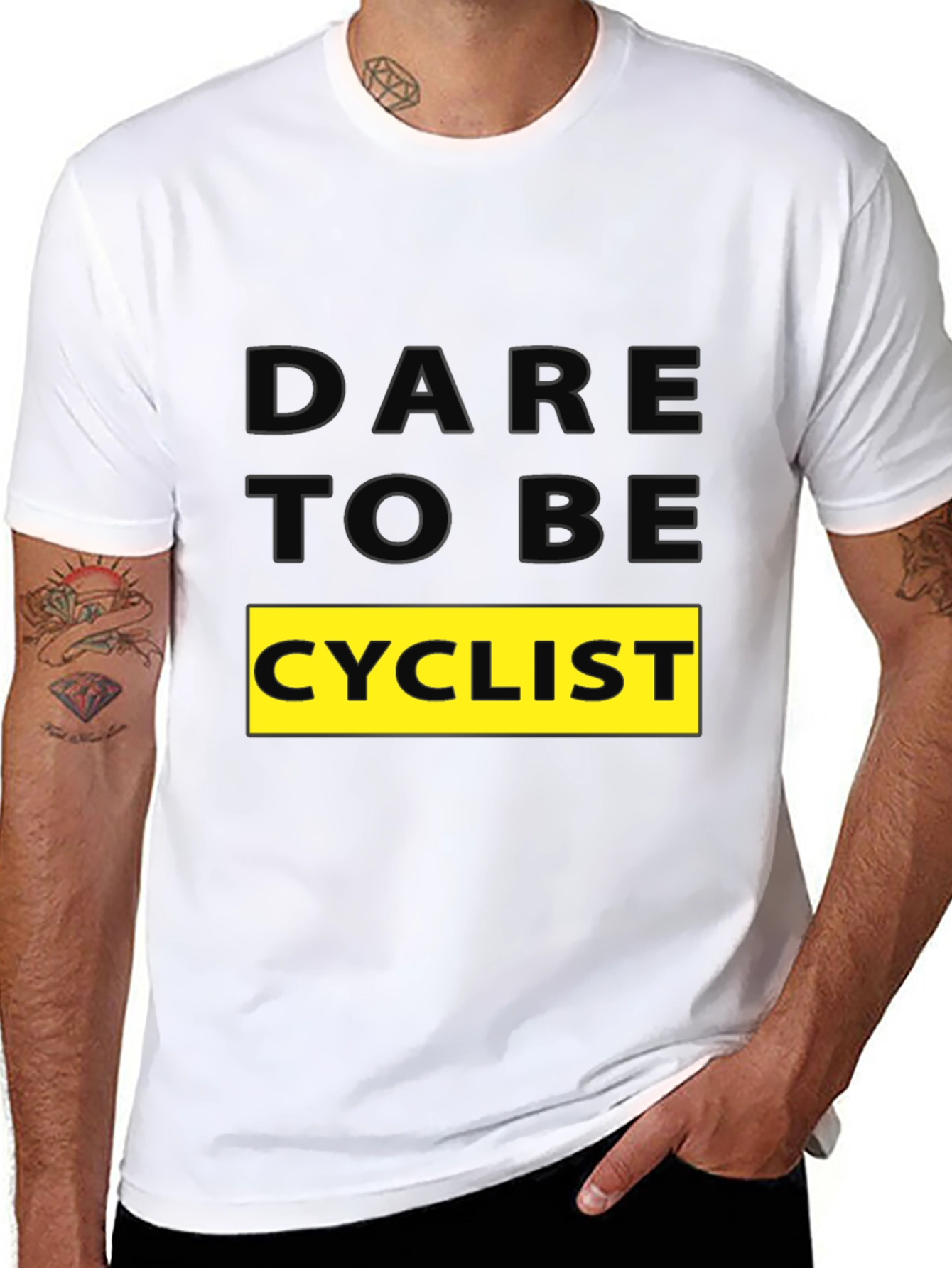 Dare to be Cyclist Graphic Tee - Black Cotton T-Shirt