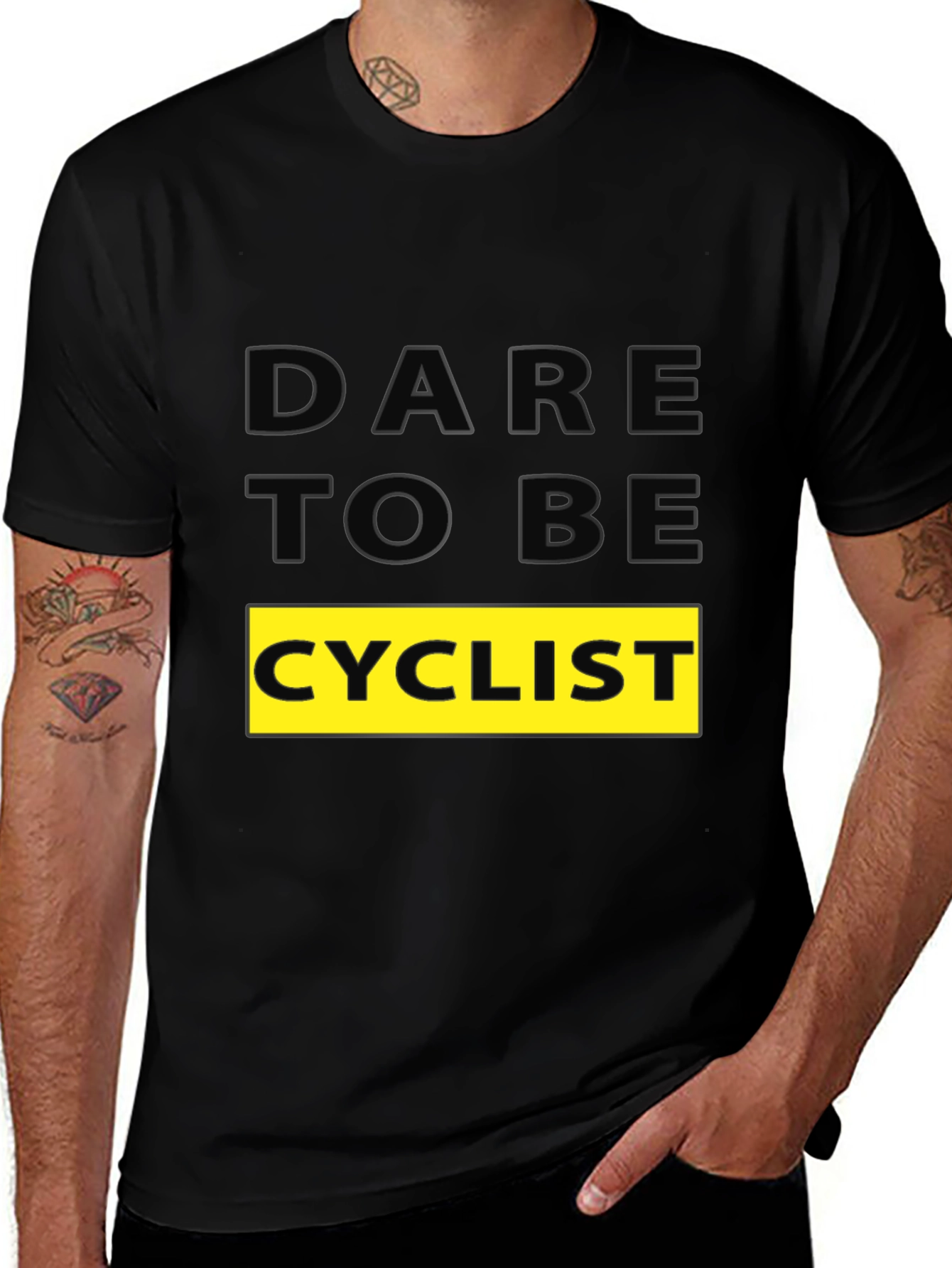 Dare to be Cyclist Graphic Tee - Black Cotton T-Shirt
