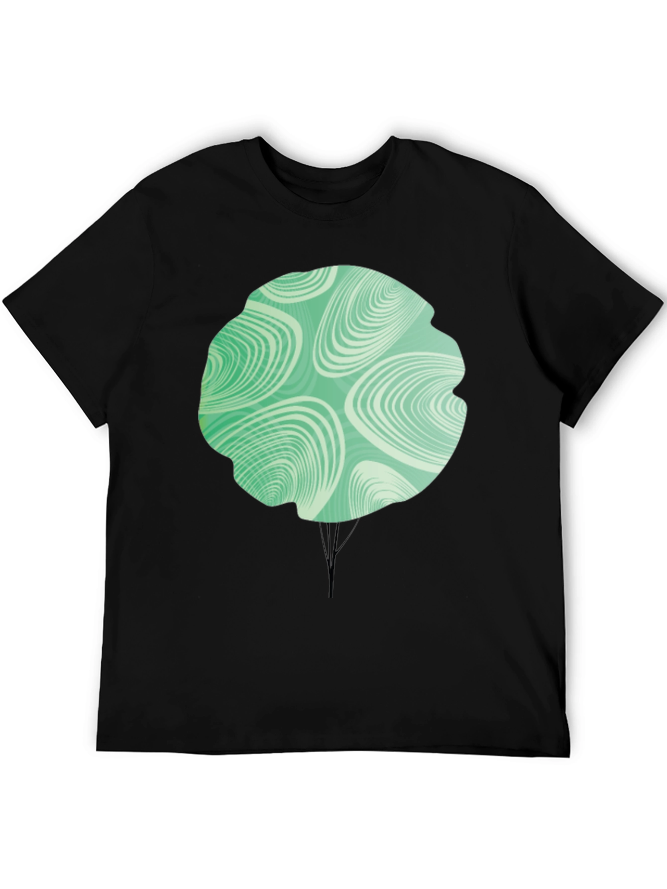 Abstract Tree Graphic Tee - Modern Design Soft Black T-Shirt
