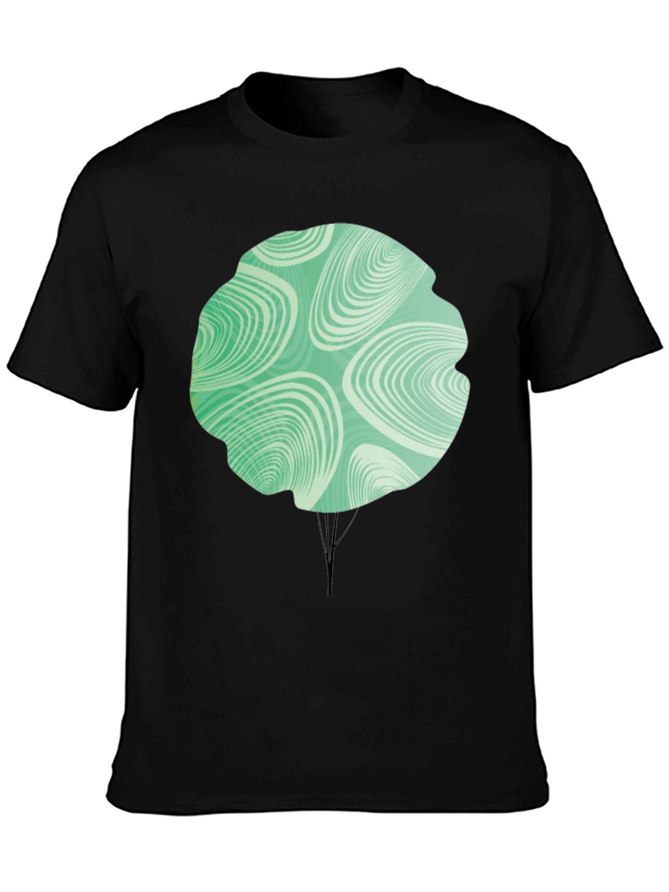 Abstract Tree Graphic Tee - Modern Design Soft Black T-Shirt
