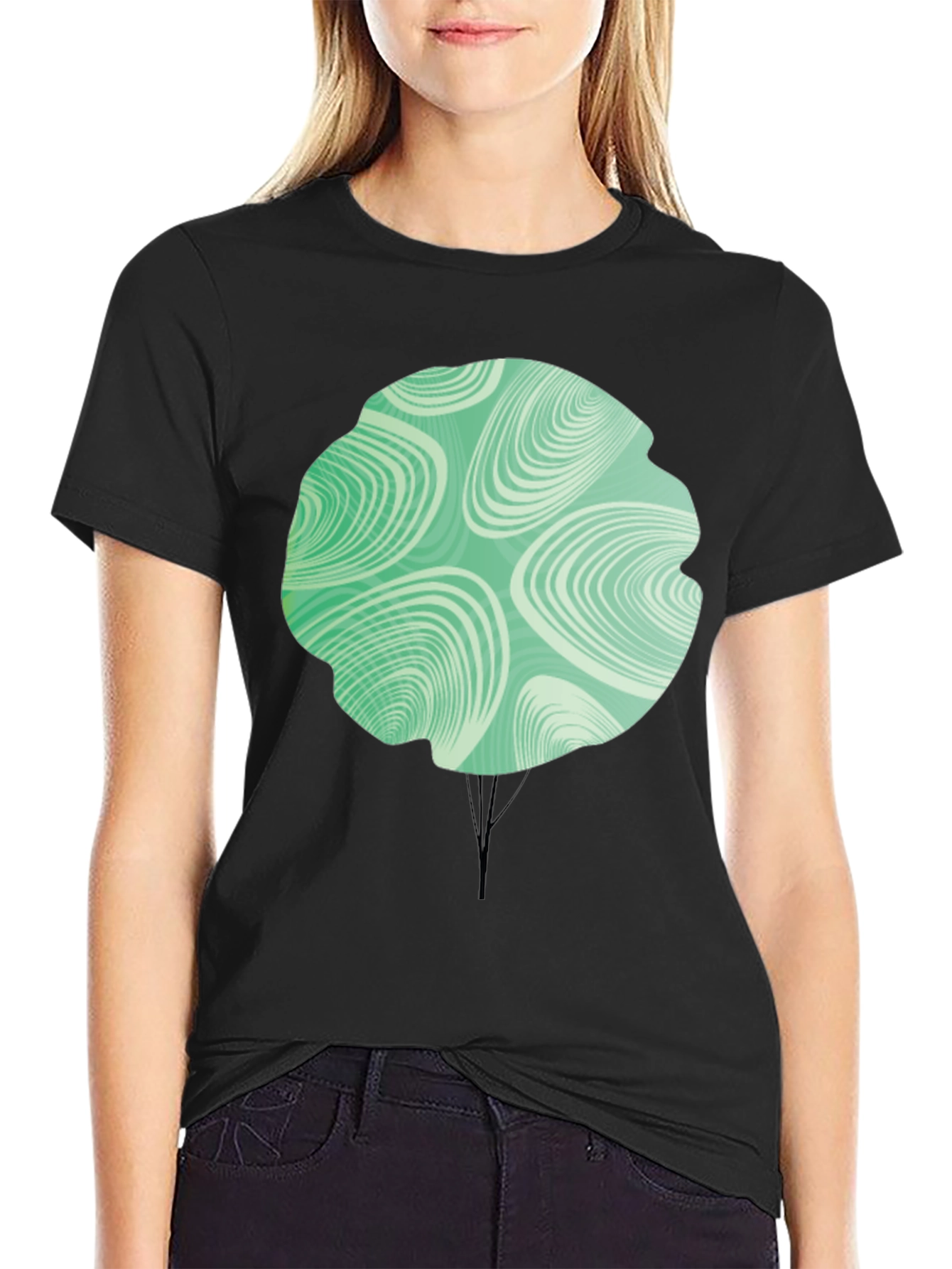 Abstract Tree Graphic Tee - Modern Design Soft Black T-Shirt