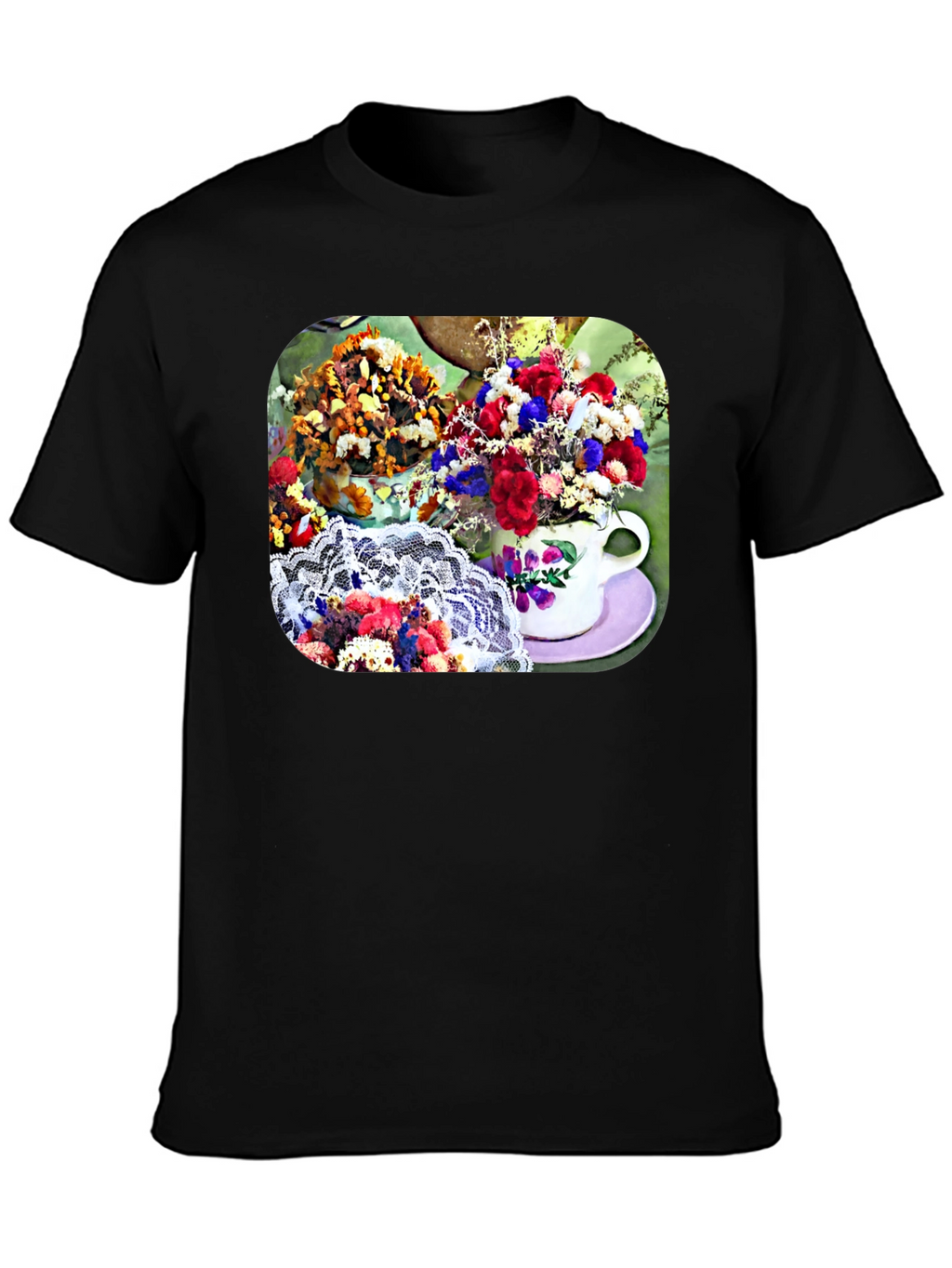 Floral Teacup Graphic Tee - Stylish Casual Wear