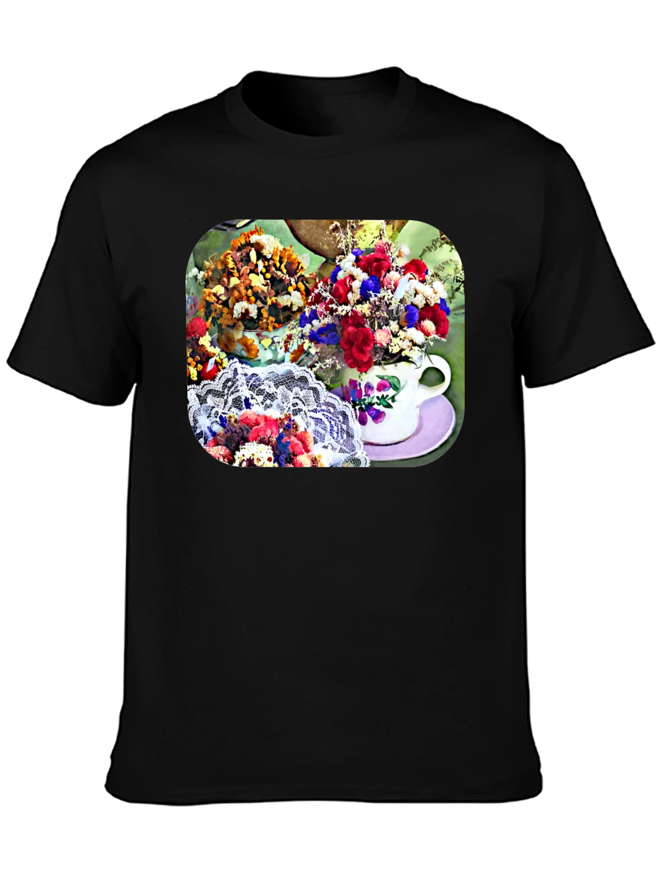 Floral Teacup Graphic Tee - Stylish Casual Wear