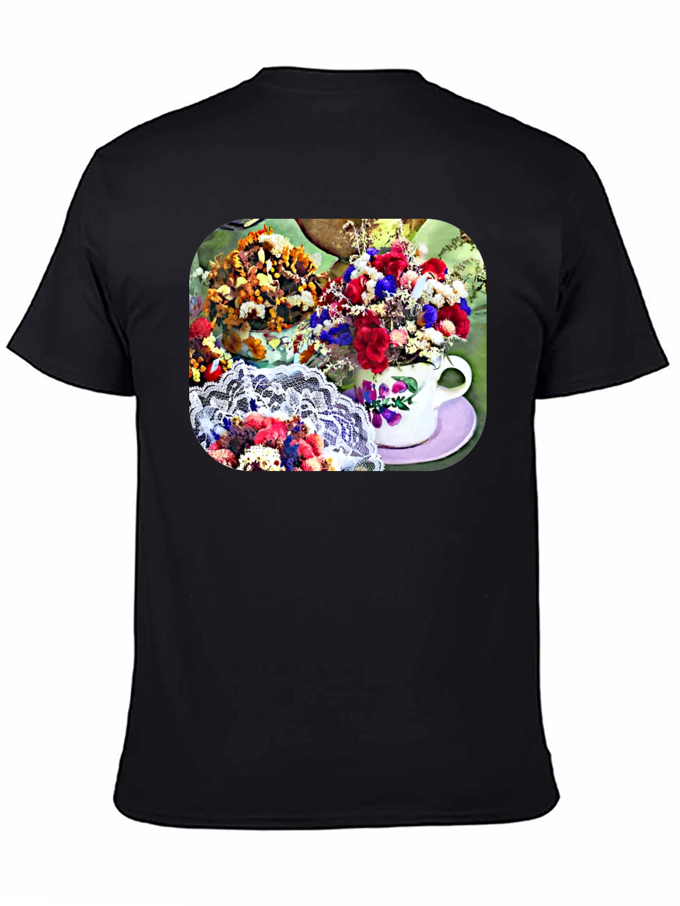 Floral Teacup Graphic Tee - Stylish Casual Wear