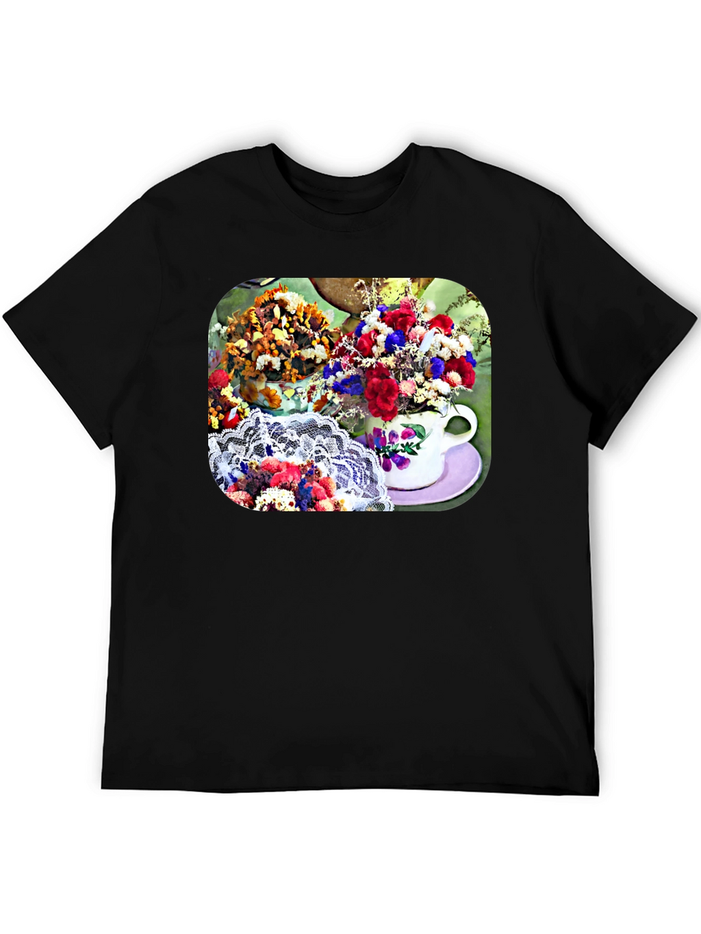 Floral Teacup Graphic Tee - Stylish Casual Wear