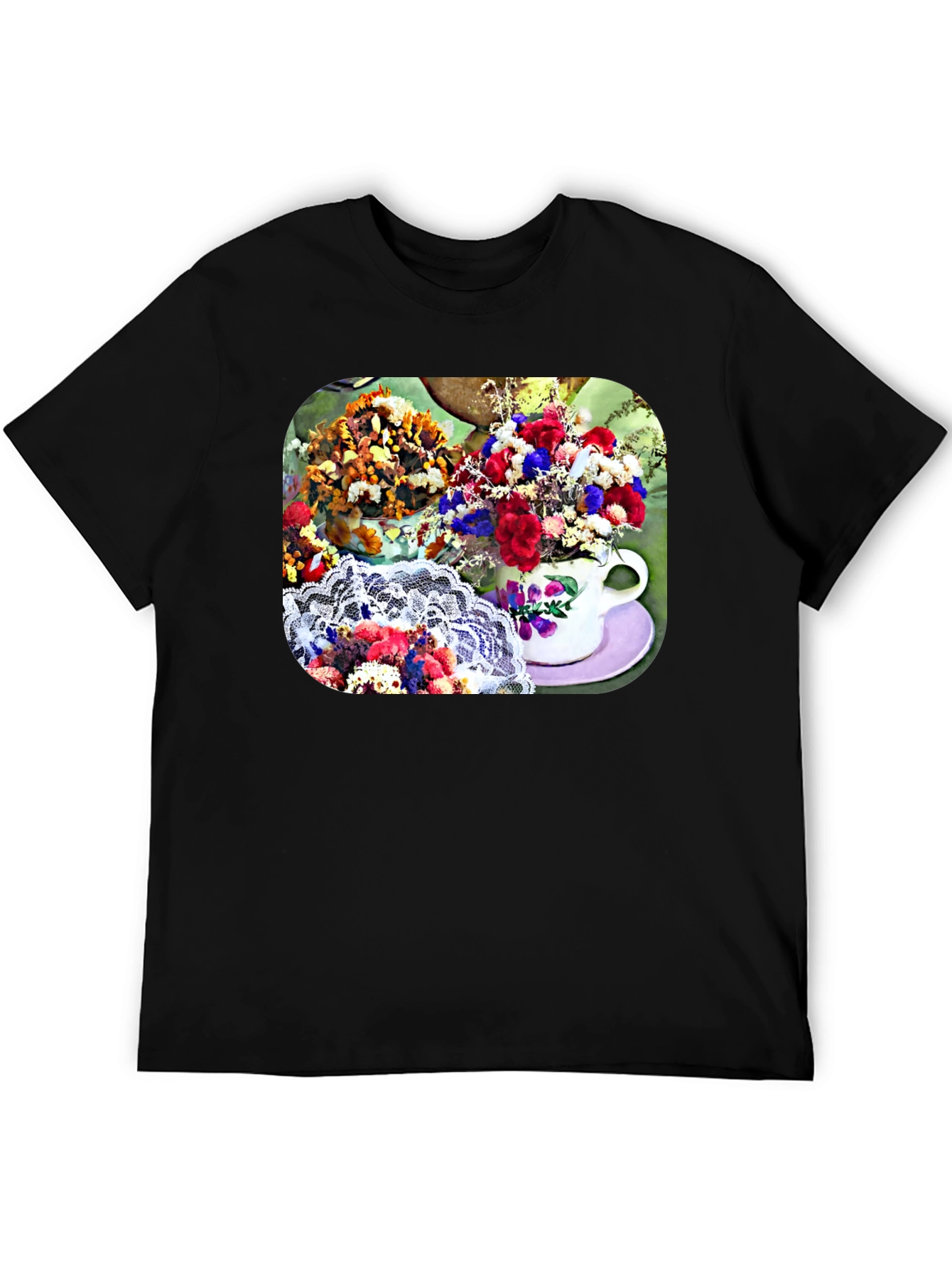 Floral Teacup Graphic Tee - Stylish Casual Wear