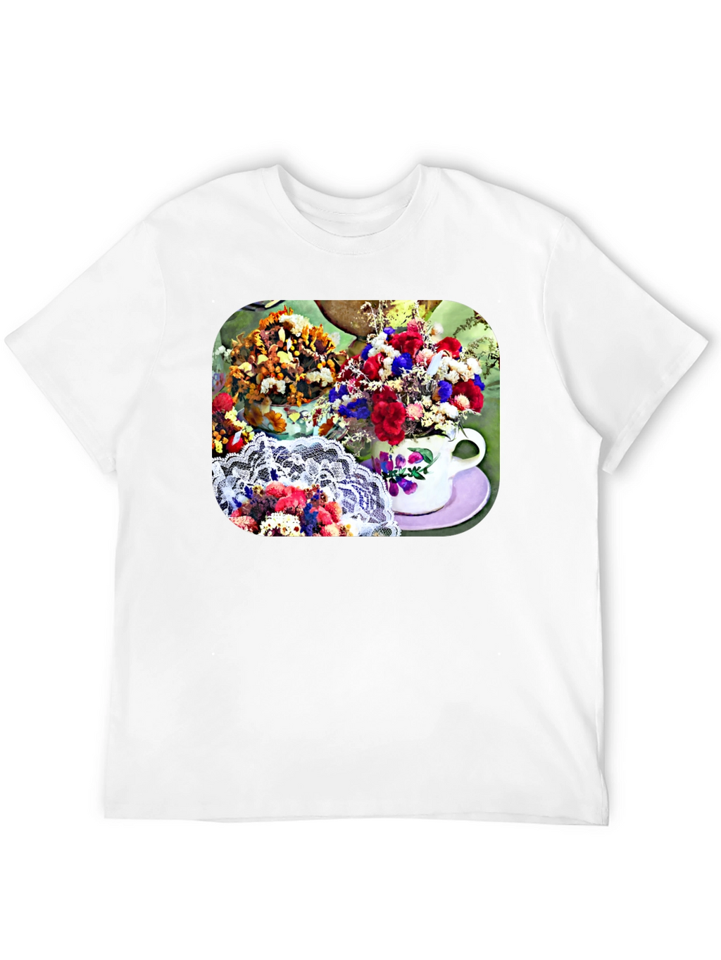 Floral Teacup Graphic Tee - Stylish Casual Wear