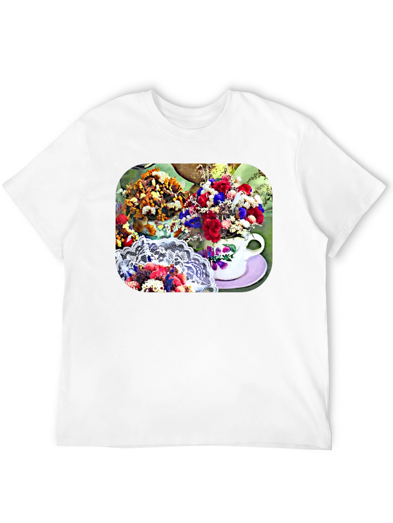 Floral Teacup Graphic Tee - Stylish Casual Wear