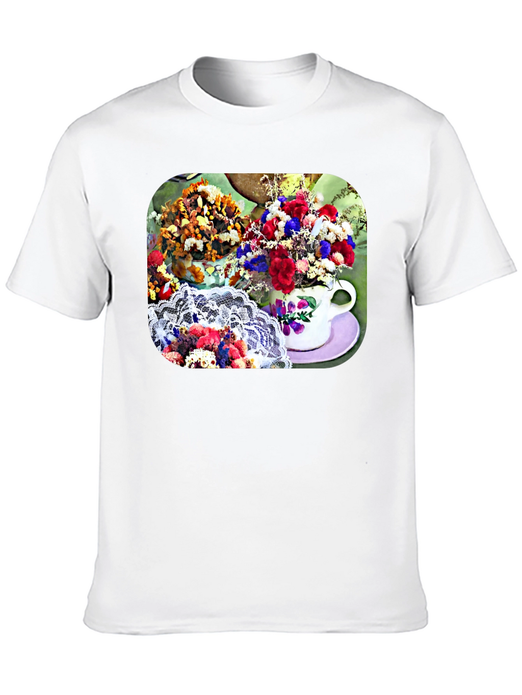 Floral Teacup Graphic Tee - Stylish Casual Wear