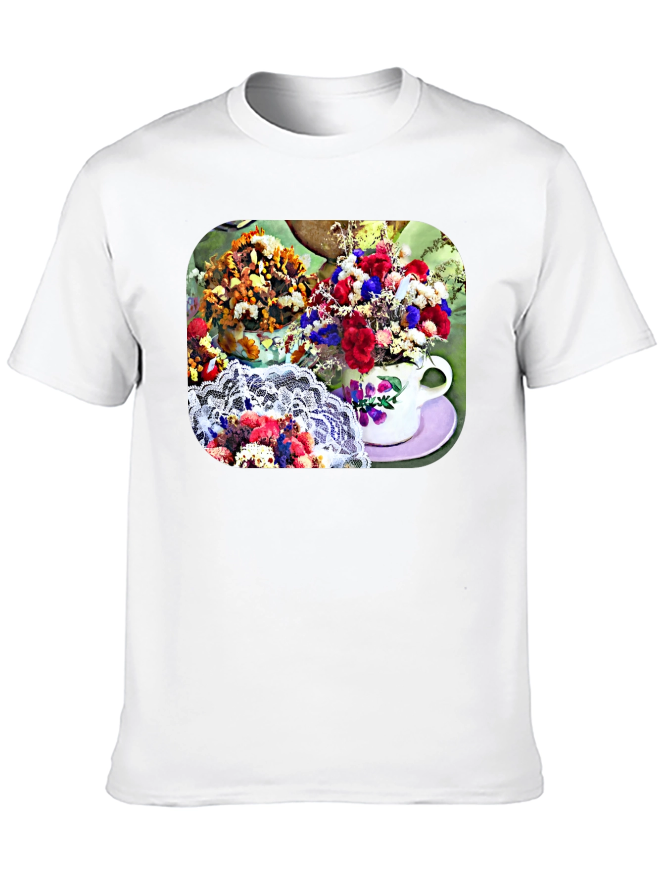 Floral Teacup Graphic Tee - Stylish Casual Wear