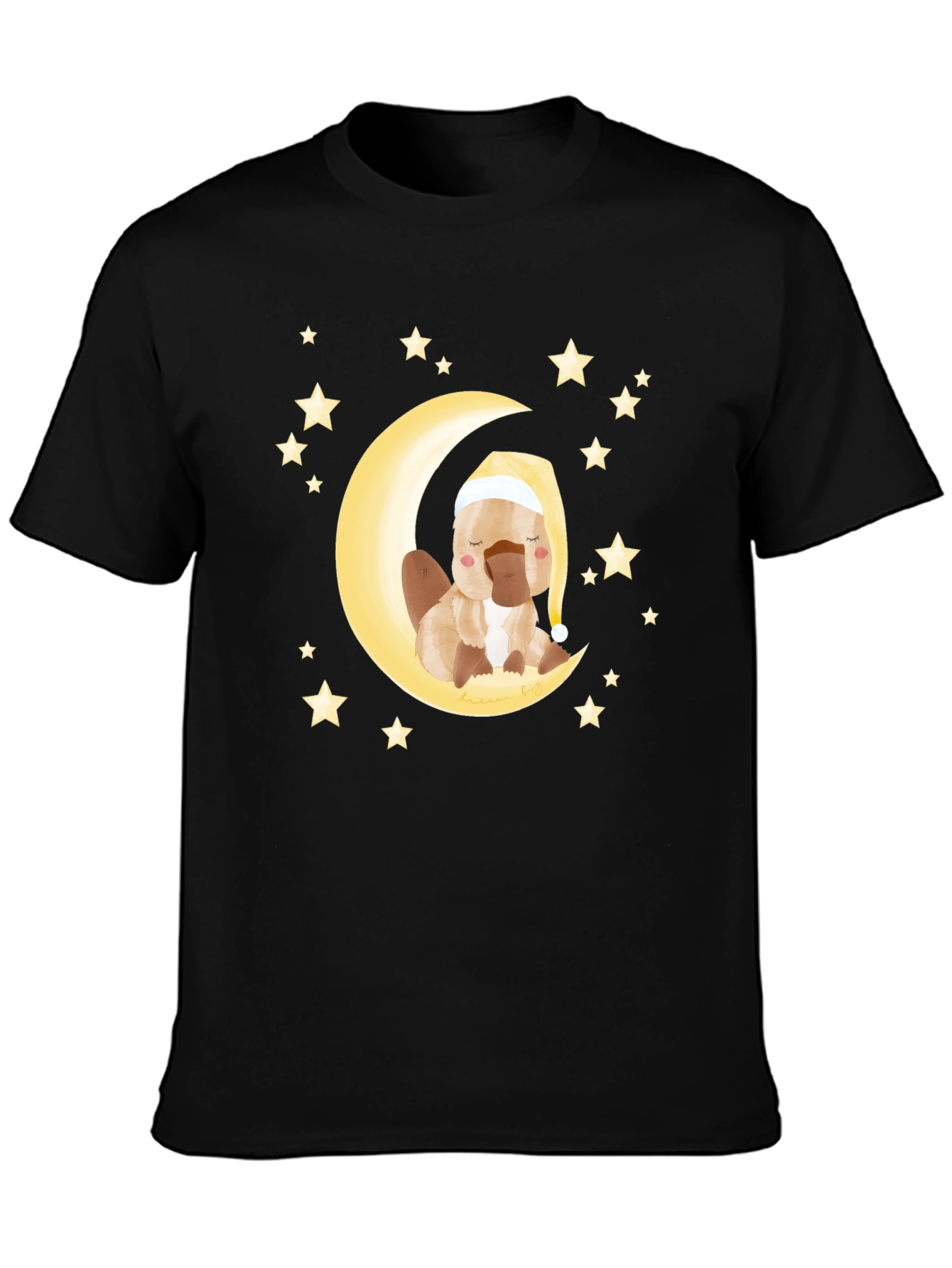 Cute Cartoon Platypus Moon Stars Graphic T-Shirt