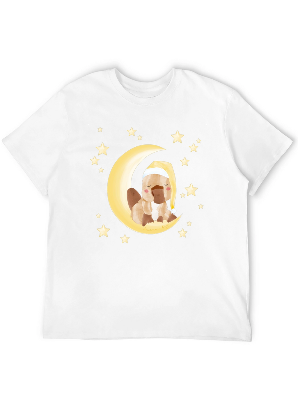 Cute Cartoon Platypus Moon Stars Graphic T-Shirt