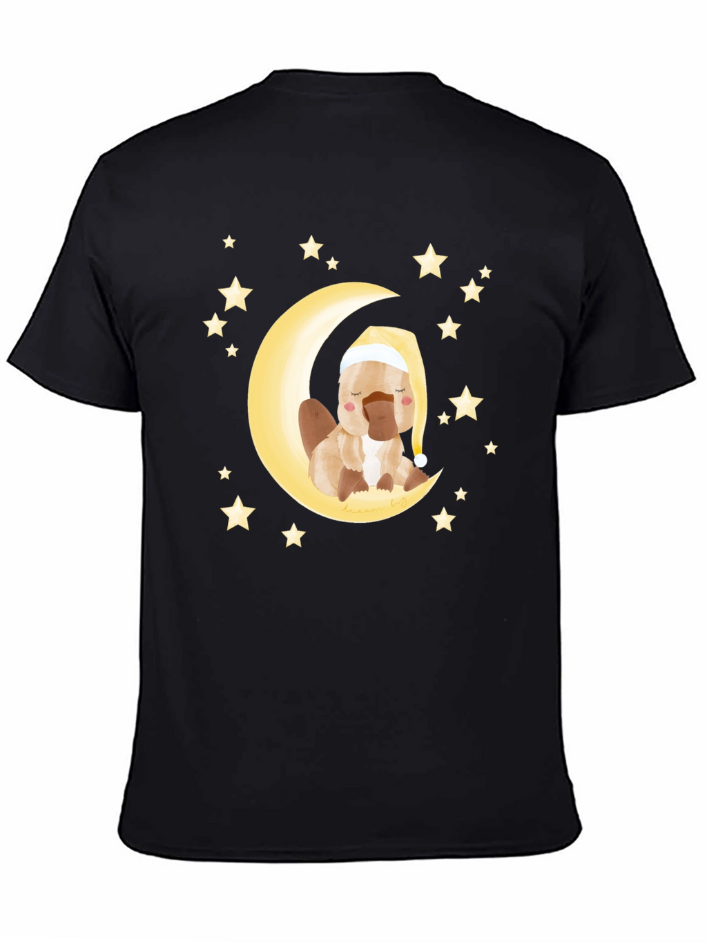 Cute Cartoon Platypus Moon Stars Graphic T-Shirt