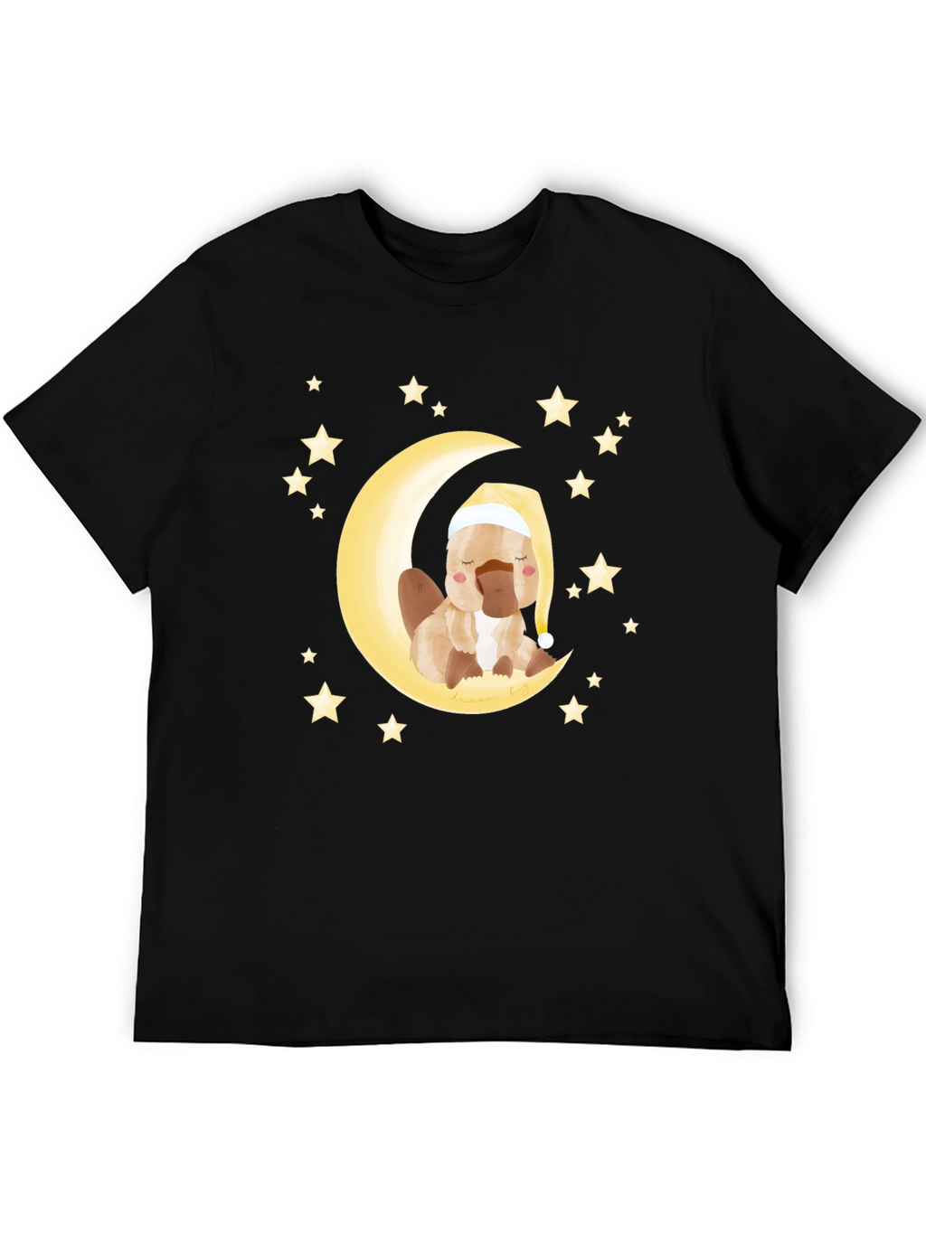 Cute Cartoon Platypus Moon Stars Graphic T-Shirt