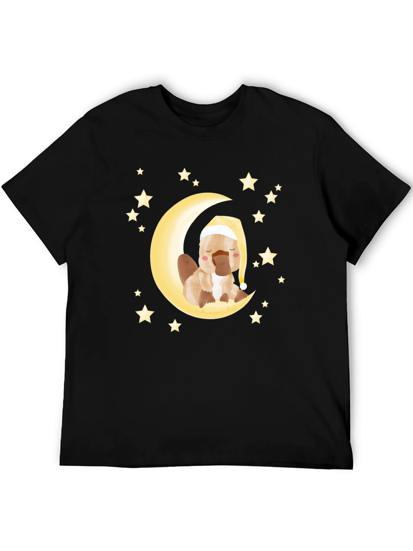 Cute Cartoon Platypus Moon Stars Graphic T-Shirt