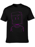 Purple Bag Head Outline Black T-Shirt