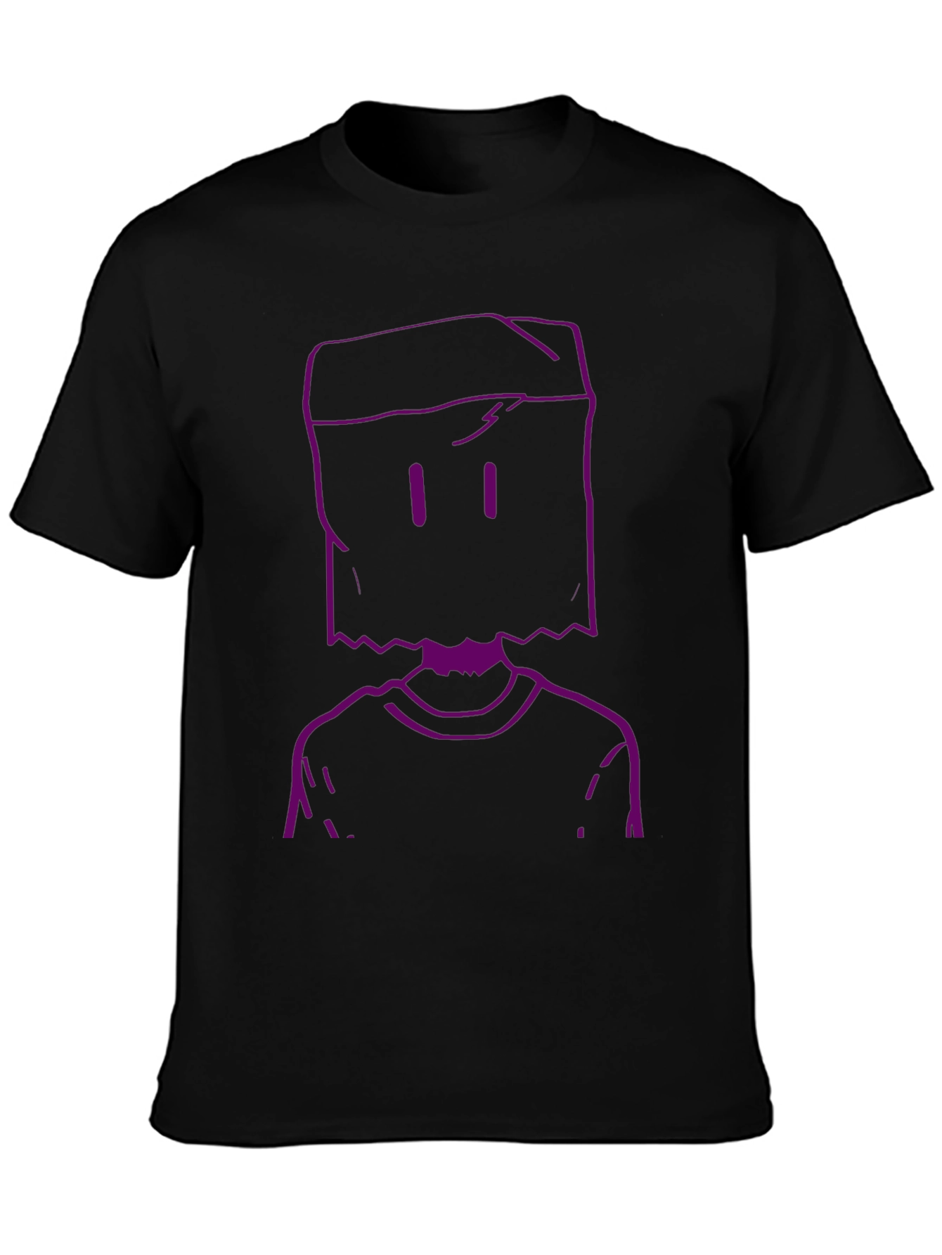 Purple Bag Head Outline Black T-Shirt