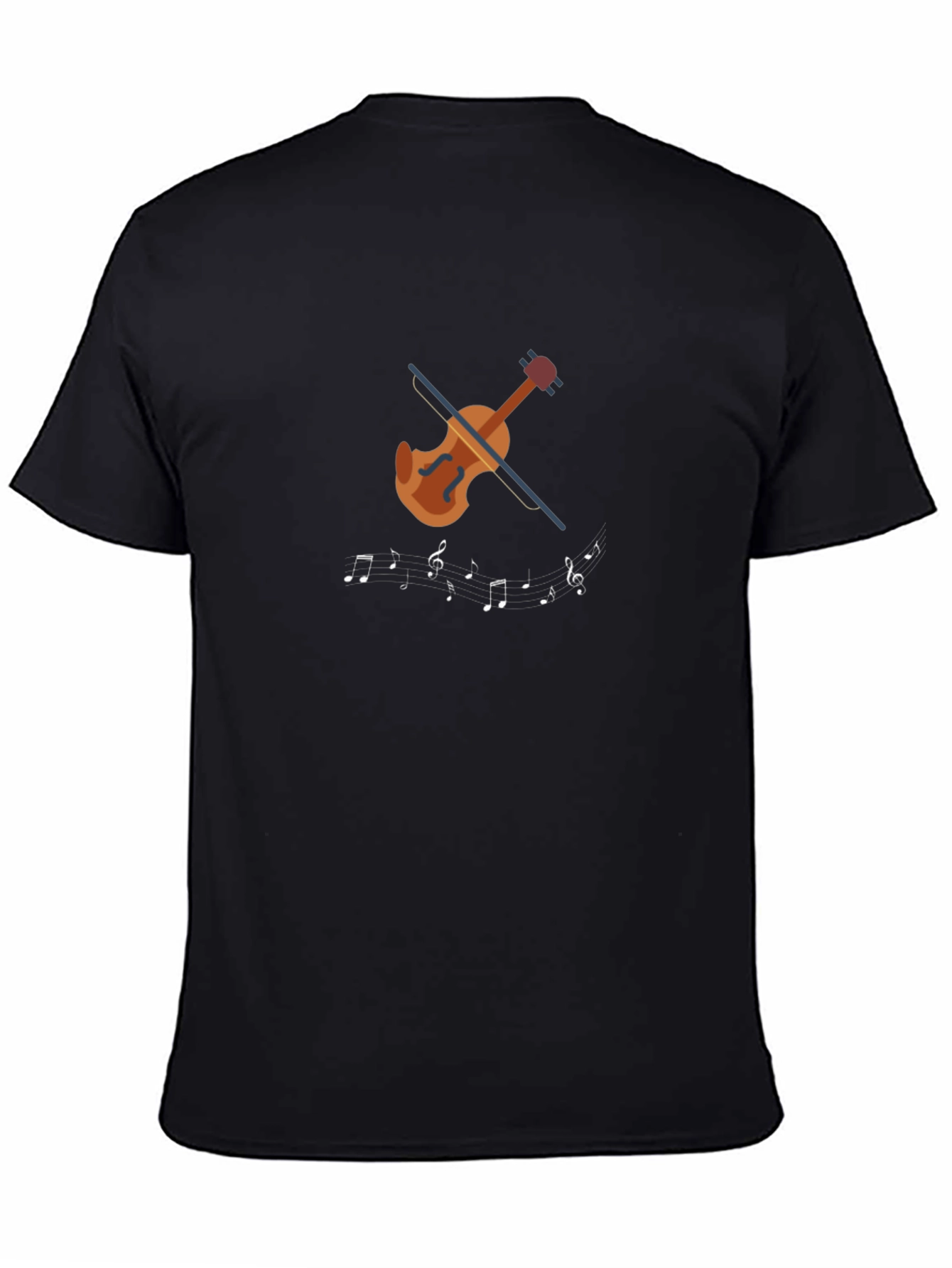 Musical Notes Violin Graphic Tee - Black