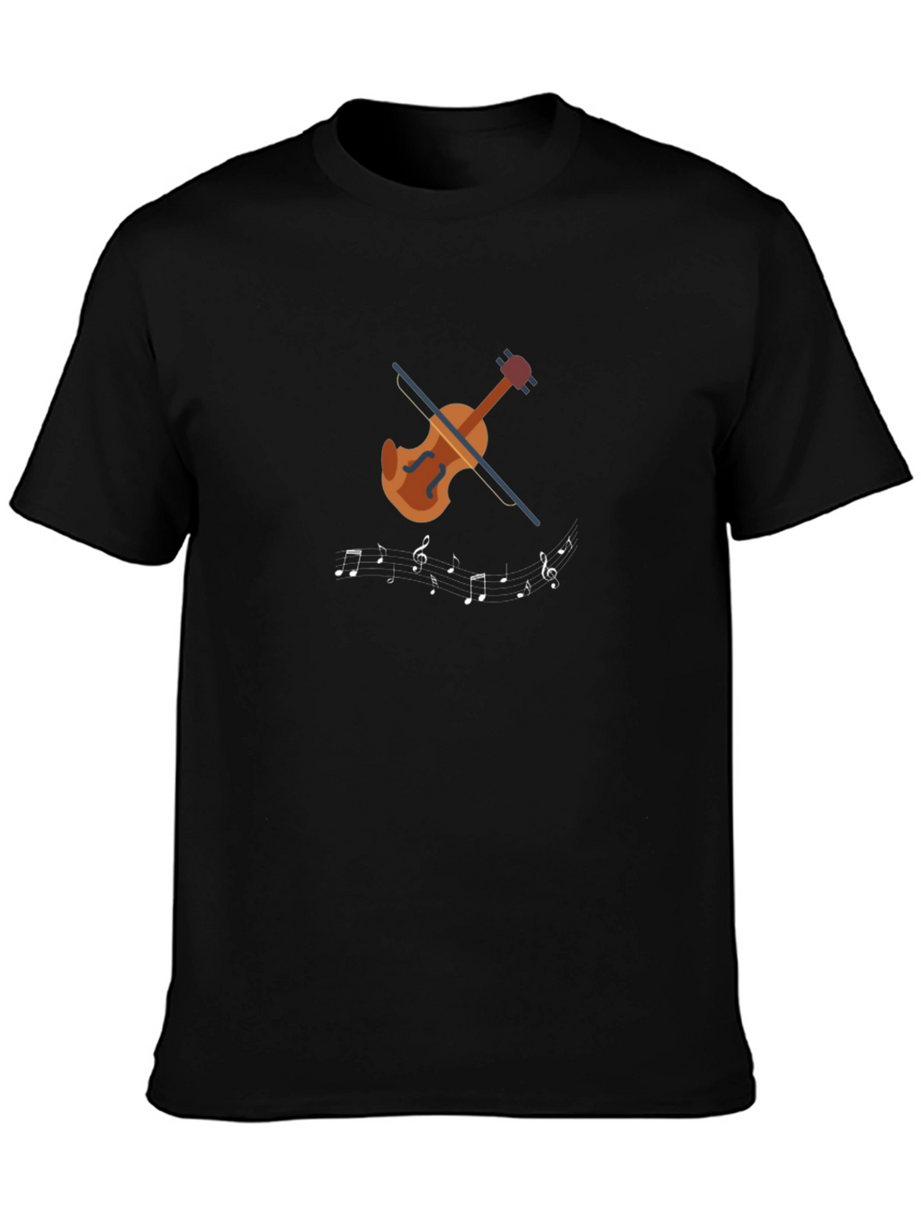 Musical Notes Violin Graphic Tee - Black