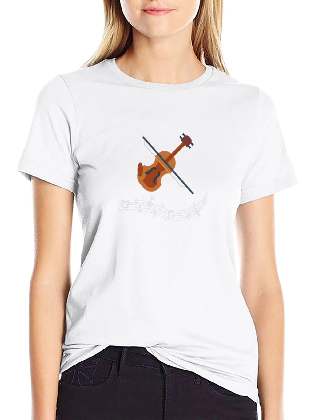 Musical Notes Violin Graphic Tee - Black