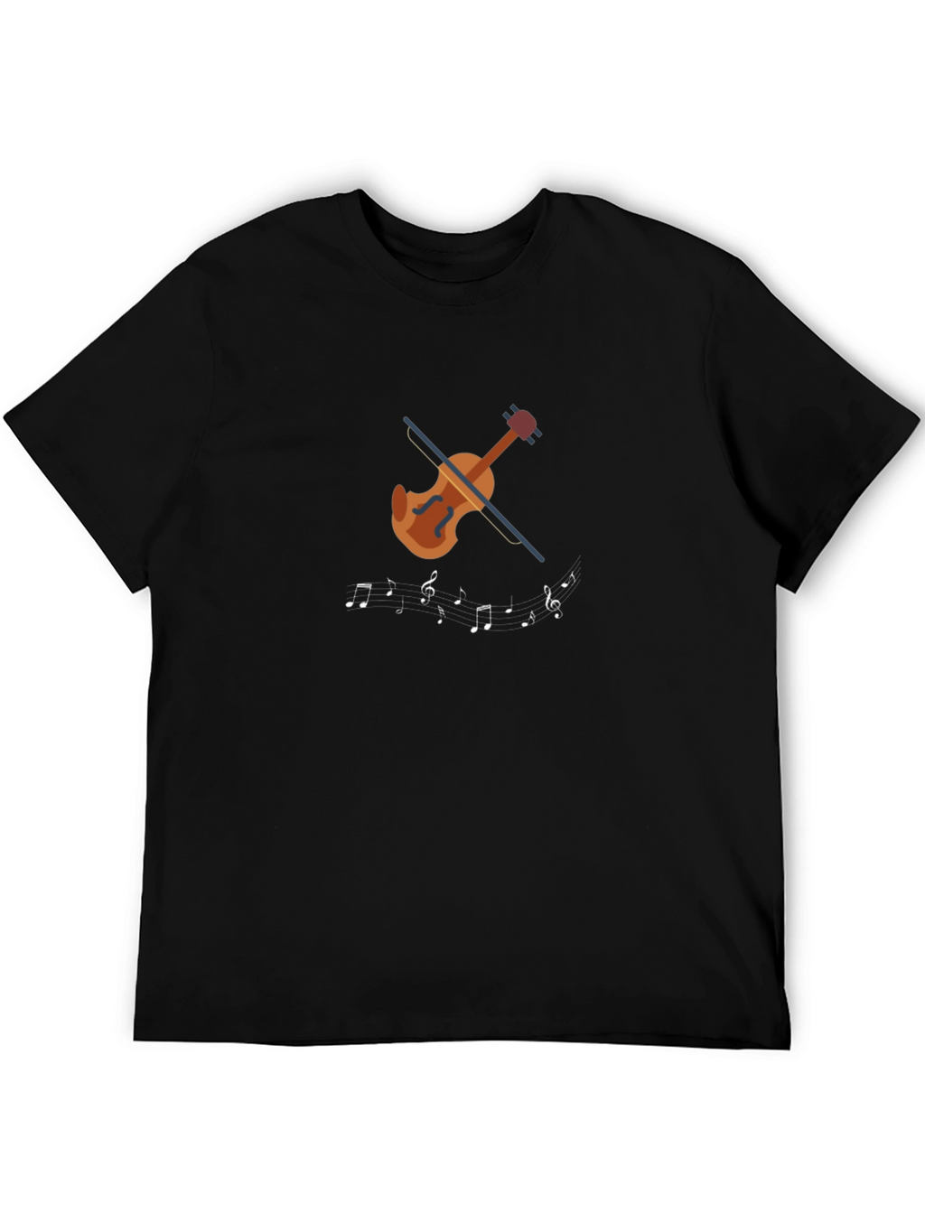 Musical Notes Violin Graphic Tee - Black