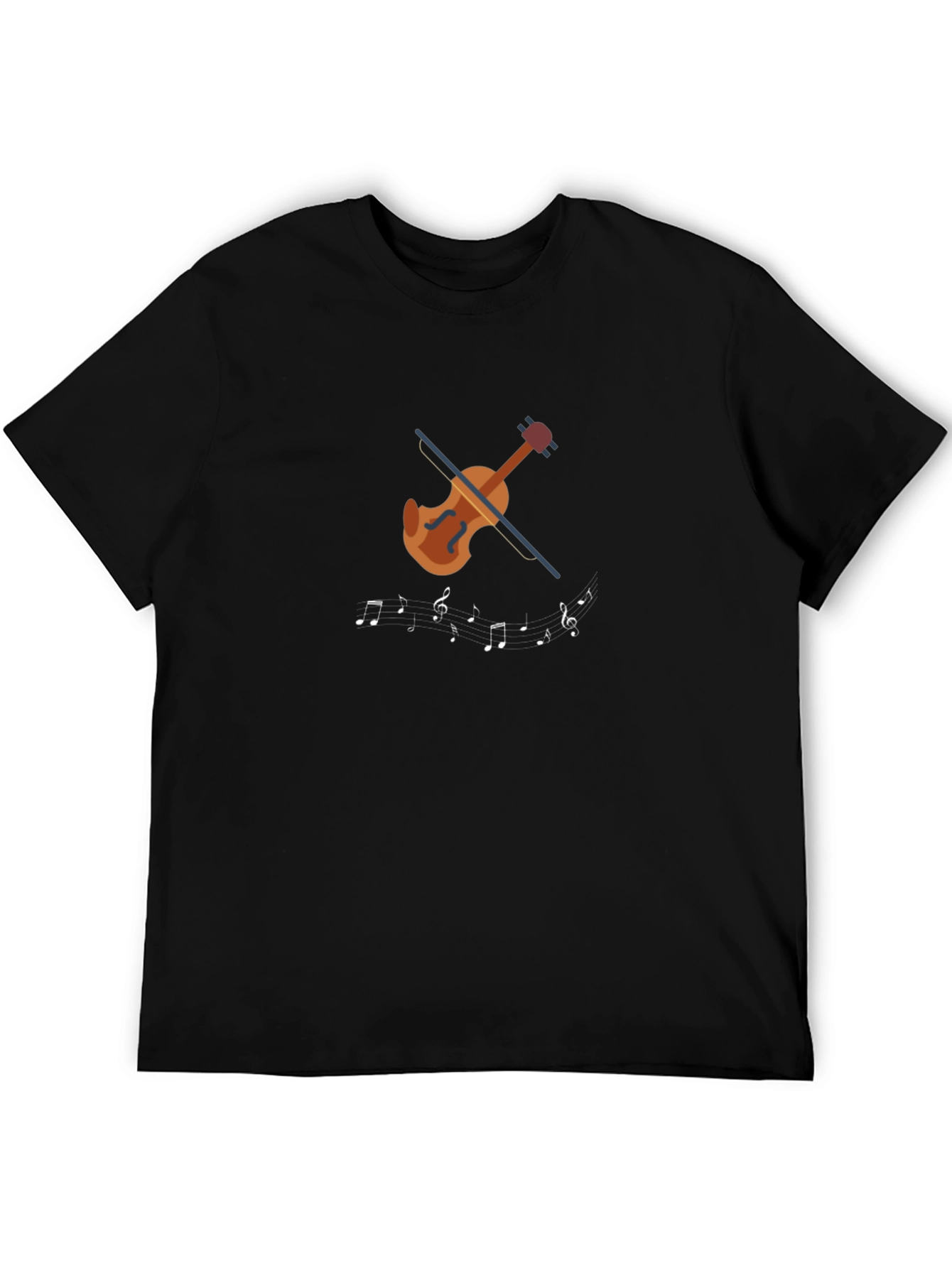 Musical Notes Violin Graphic Tee - Black