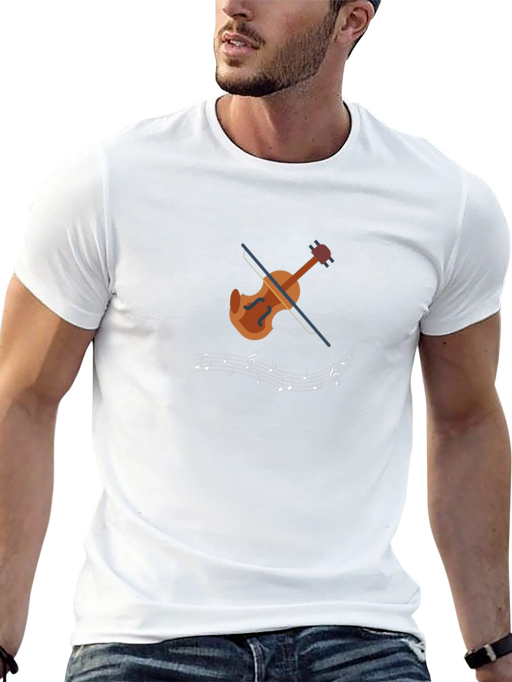 Musical Notes Violin Graphic Tee - Black