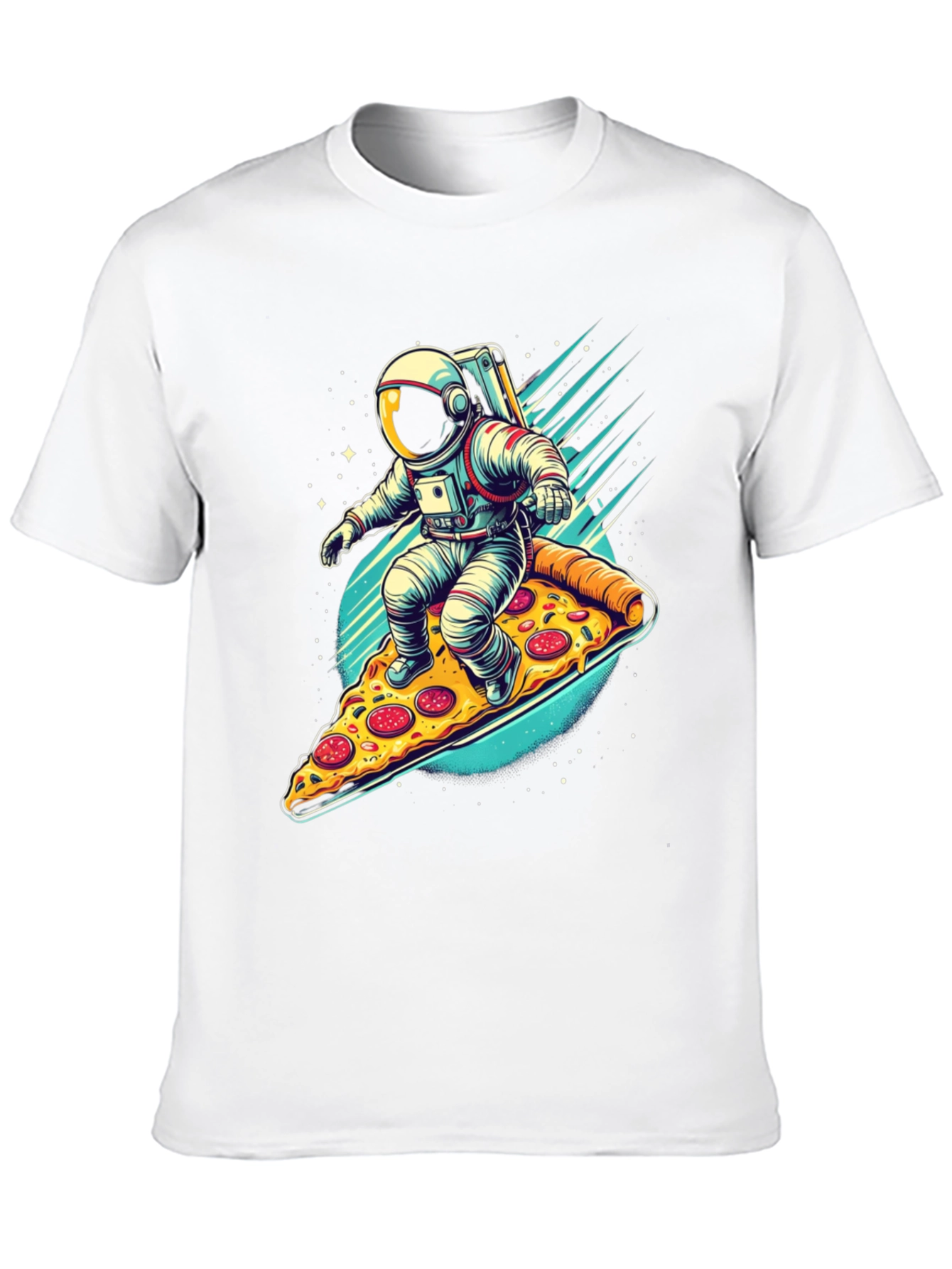 Astronaut Pizza Surfer Graphic T-Shirt