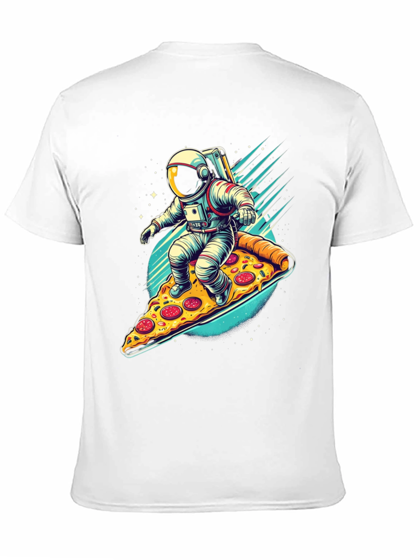 Astronaut Pizza Surfer Graphic T-Shirt