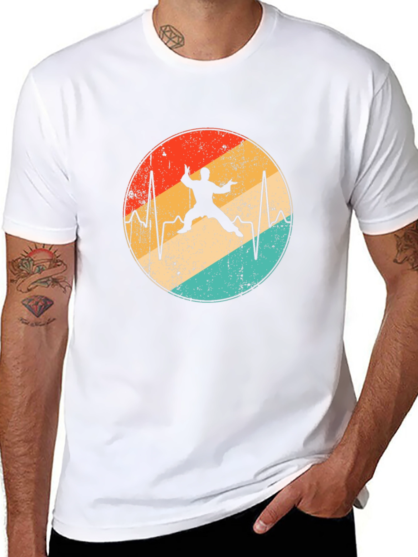 Martial Arts Heartbeat T-Shirt Retro Vintage