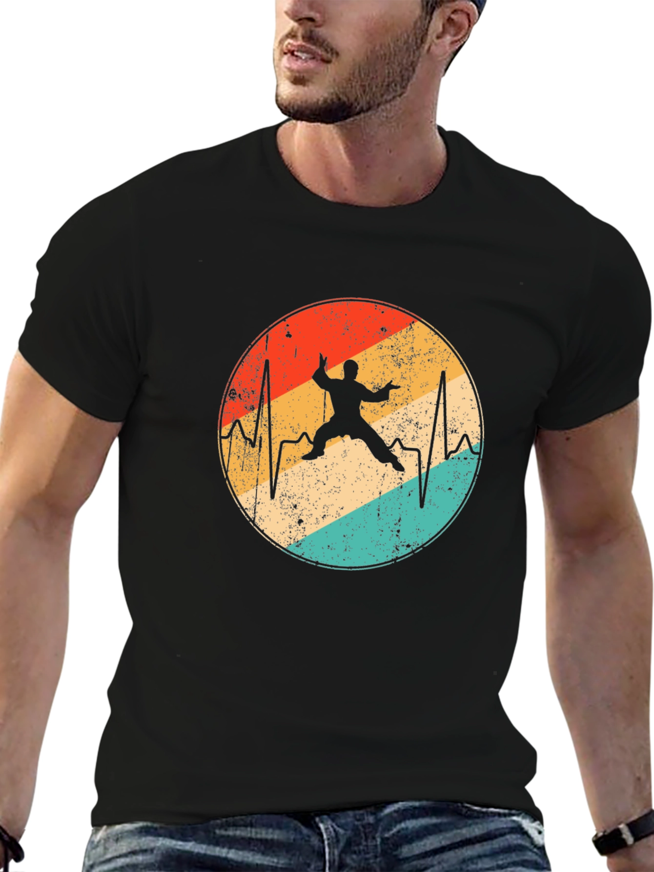 Martial Arts Heartbeat T-Shirt Retro Vintage