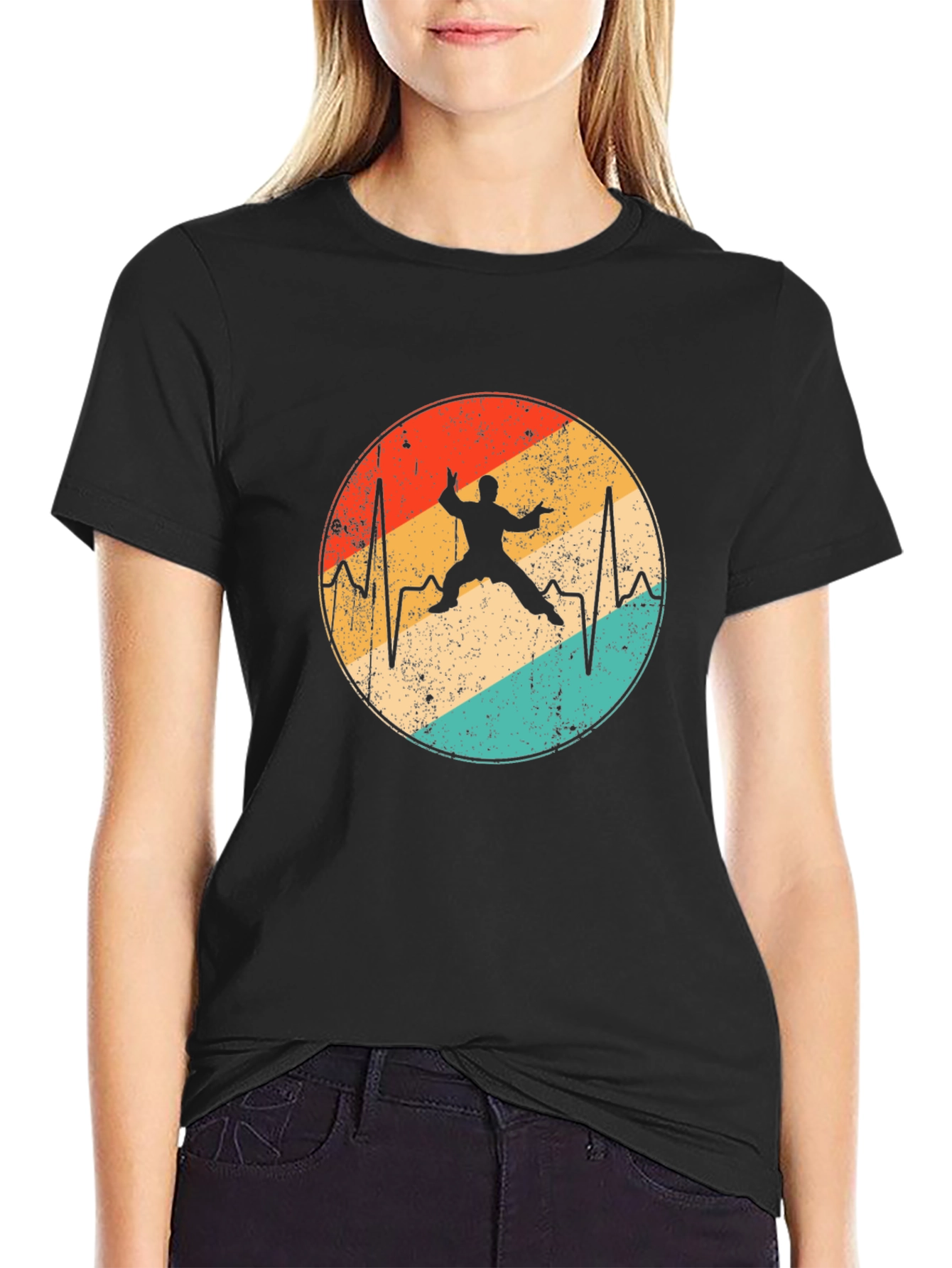 Martial Arts Heartbeat T-Shirt Retro Vintage
