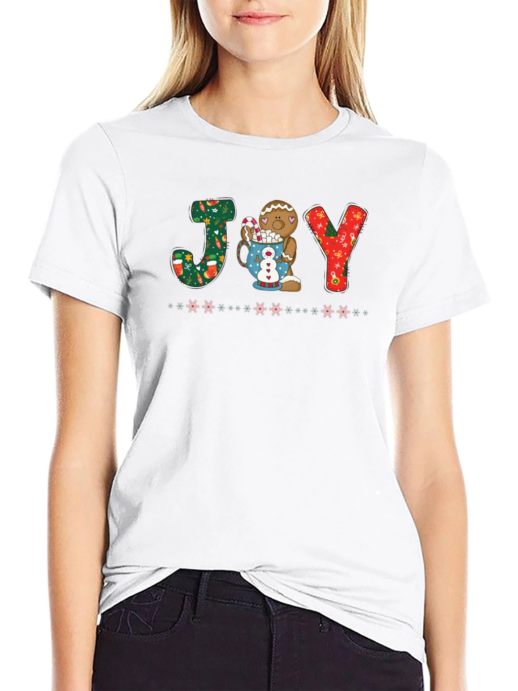 Festive JOY Gingerbread Christmas T-Shirt