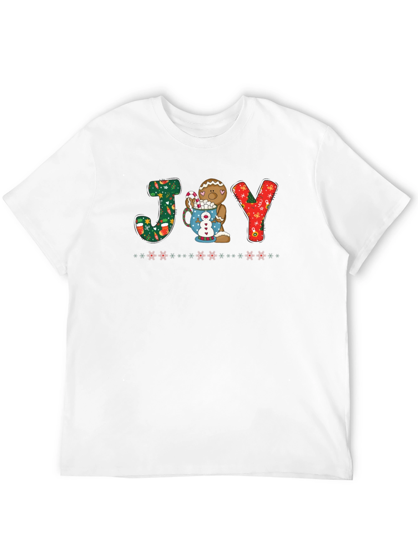 Festive JOY Gingerbread Christmas T-Shirt