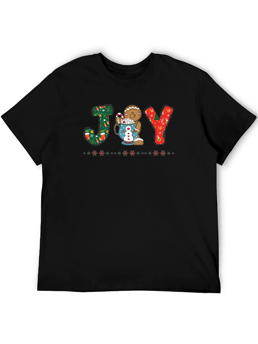 Festive JOY Gingerbread Christmas T-Shirt