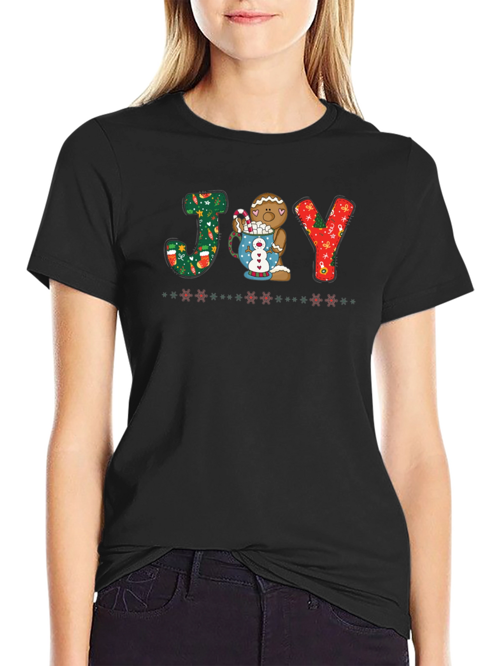 Festive JOY Gingerbread Christmas T-Shirt