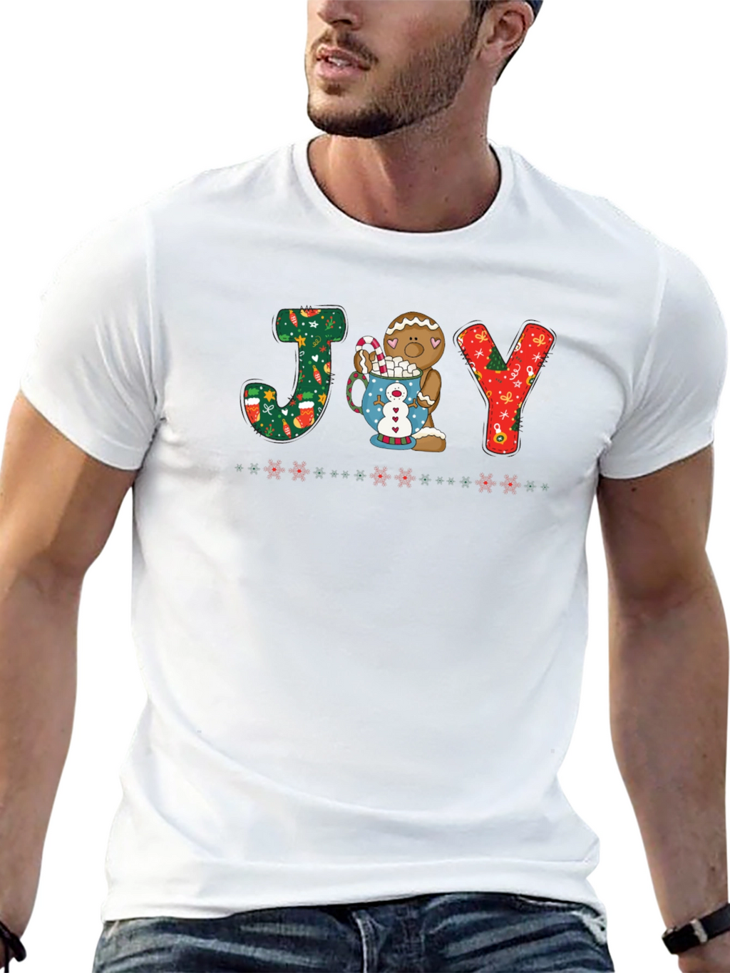 Festive JOY Gingerbread Christmas T-Shirt