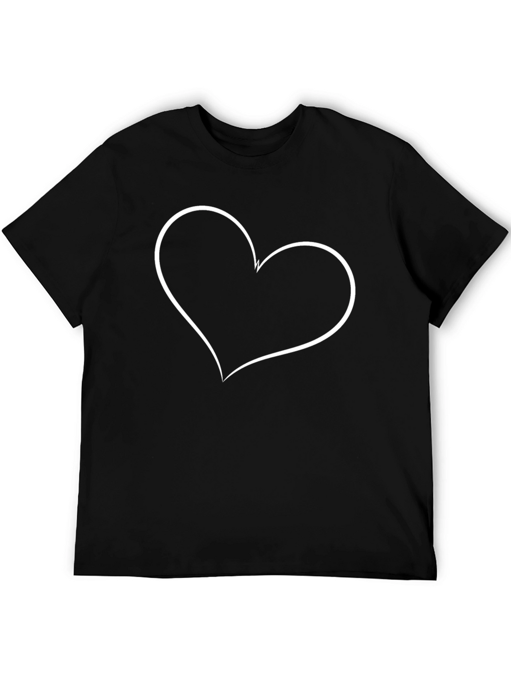 Heart Outline Graphic T-Shirt - Casual Black Tee