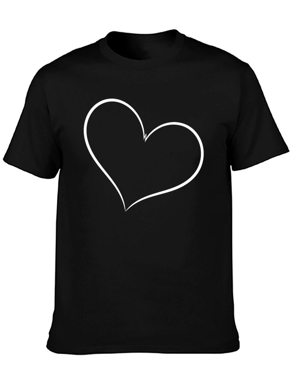 Heart Outline Graphic T-Shirt - Casual Black Tee
