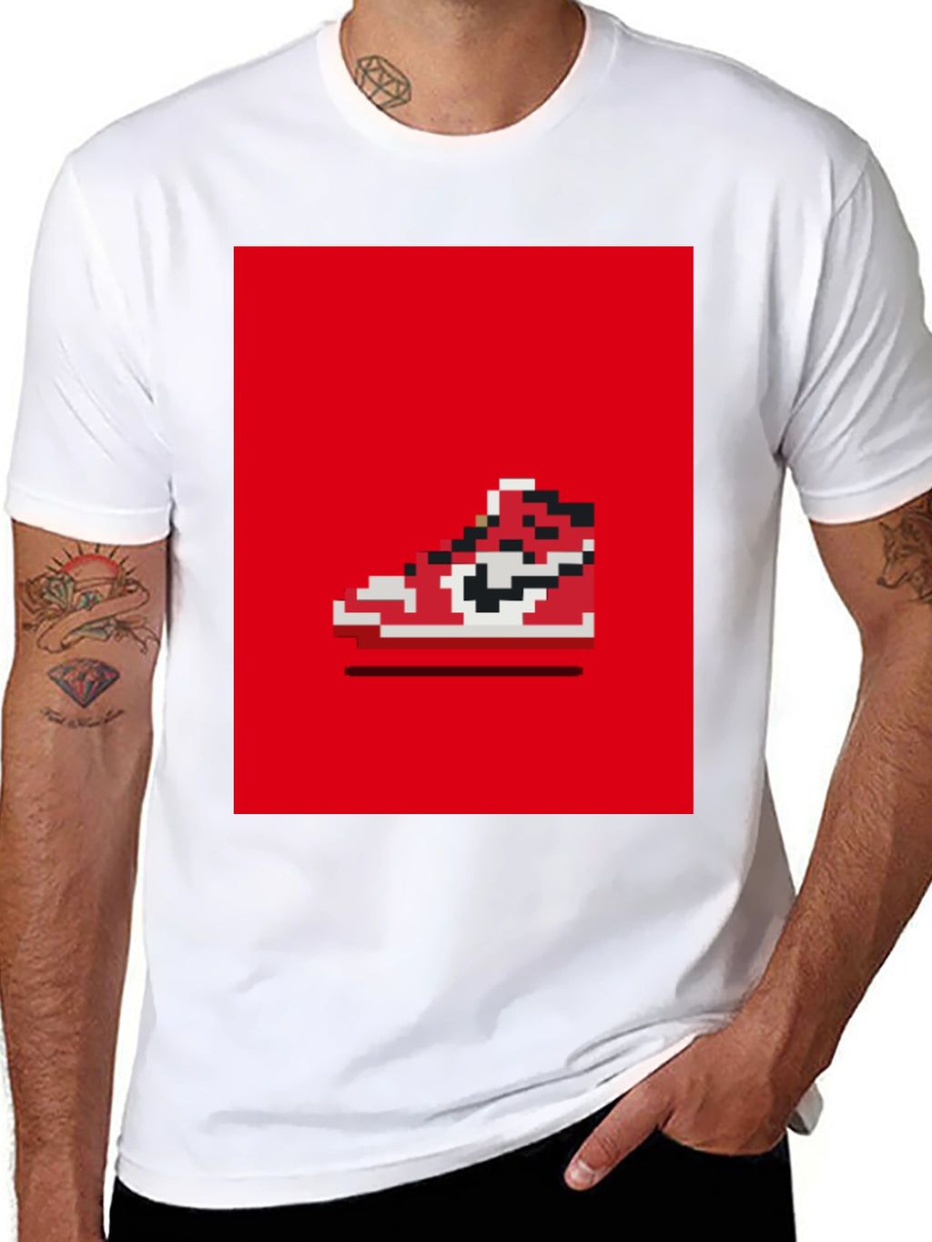 Pixel Sneaker Tee - Retro Gaming Style