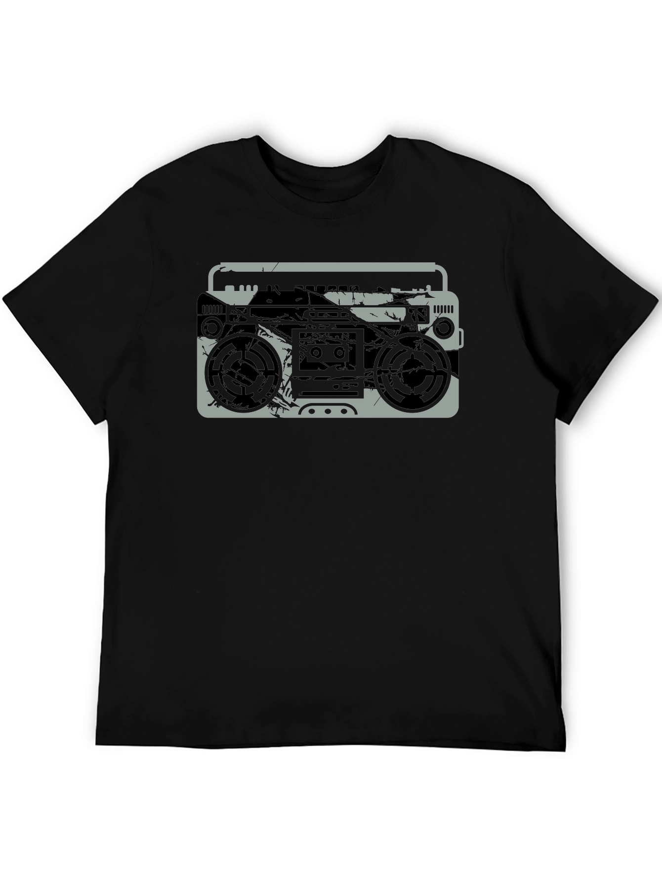 Vintage Boombox Graphic T-Shirt - Black