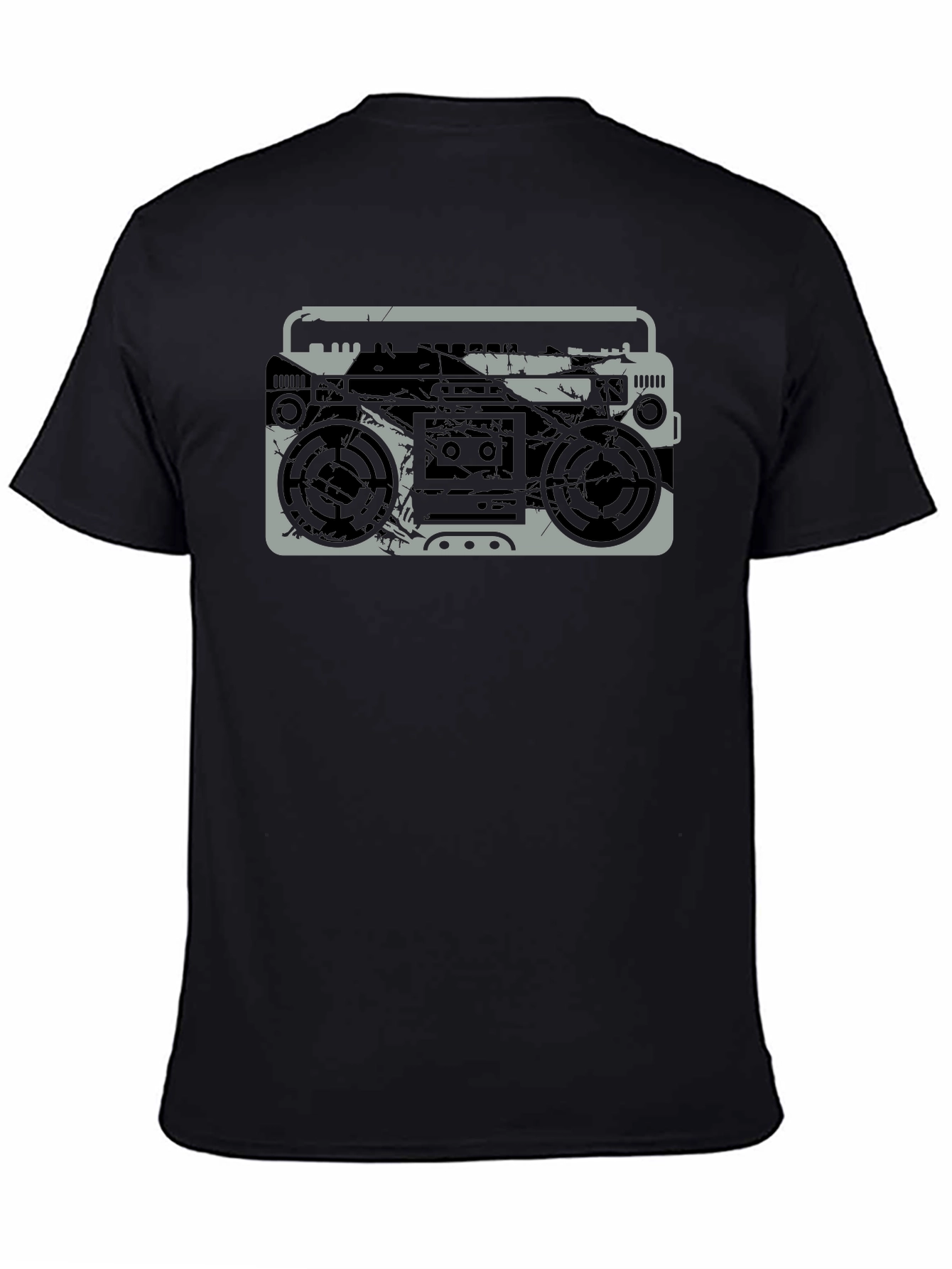 Vintage Boombox Graphic T-Shirt - Black