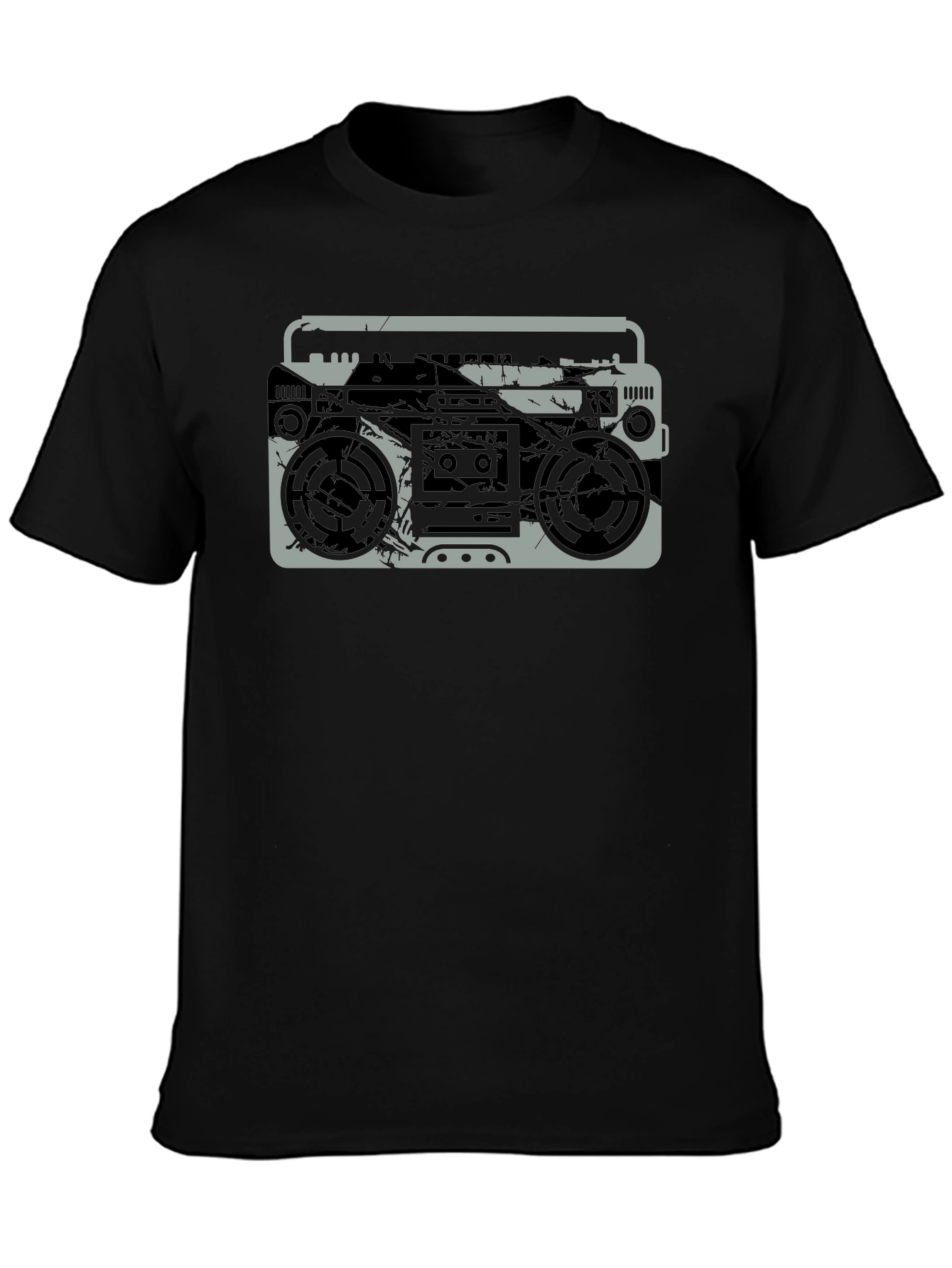 Vintage Boombox Graphic T-Shirt - Black