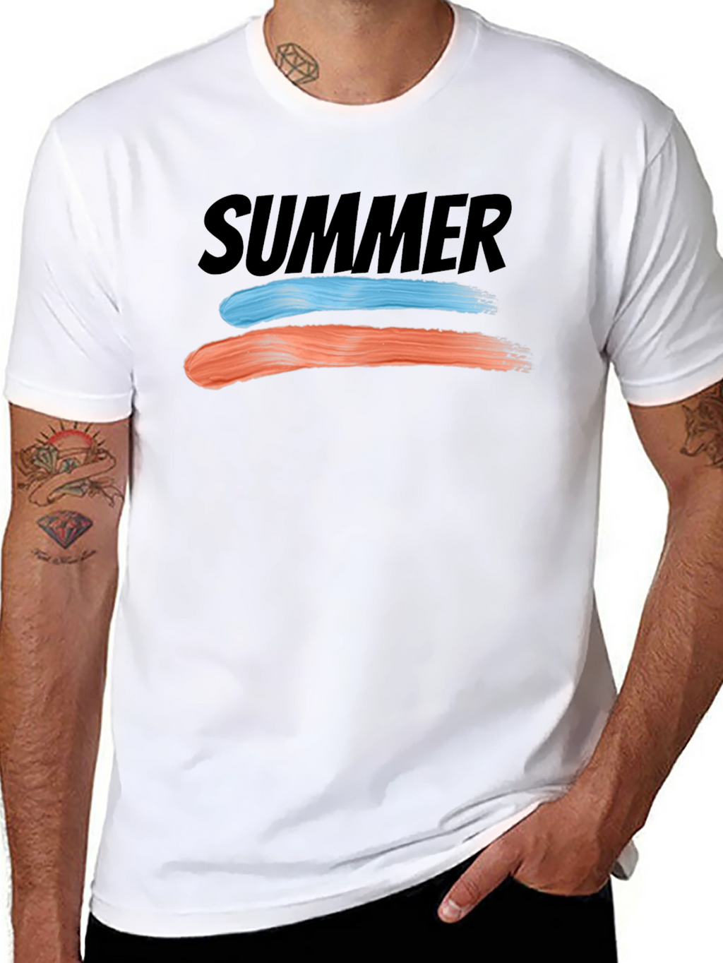 Summer Brush Stroke Tee - Casual Black T-Shirt