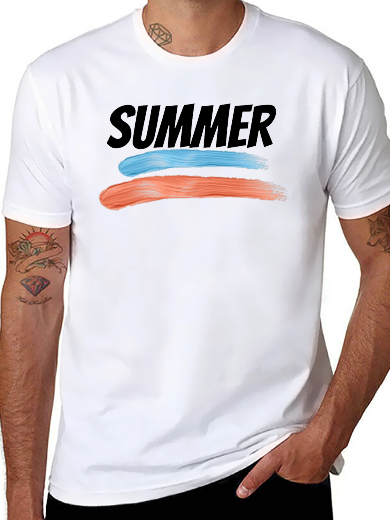 Summer Brush Stroke Tee - Casual Black T-Shirt