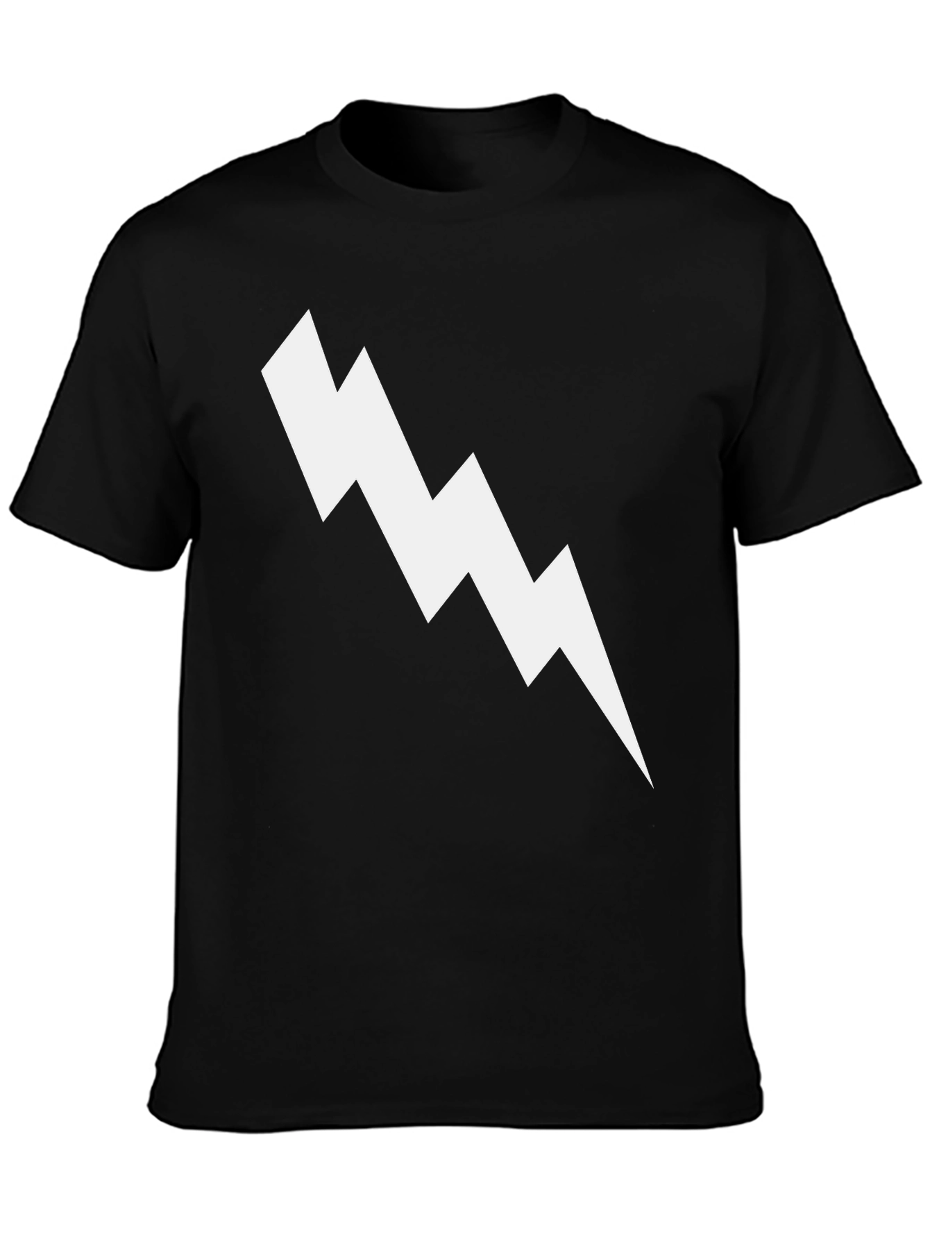 Lightning Bolt Graphic Tee - Black Cotton T-Shirt
