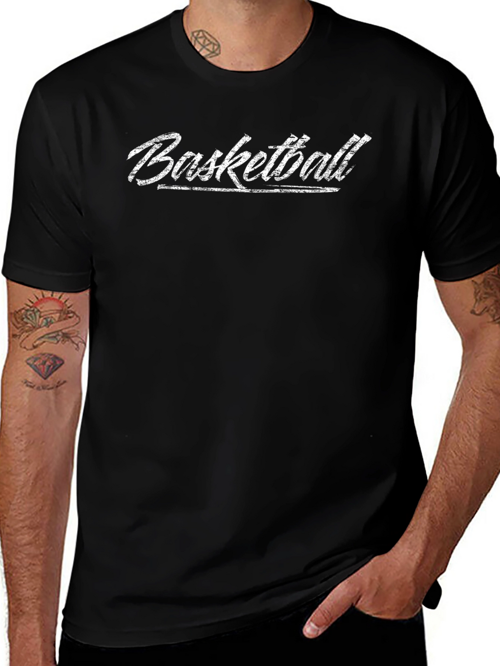 Basketball Graphic Print T-Shirt - Black