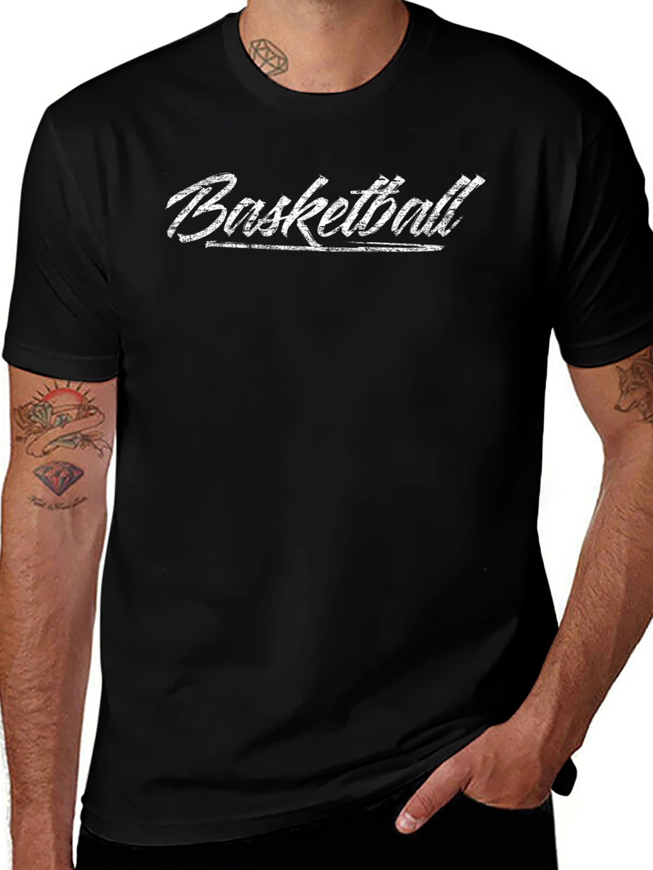 Basketball Graphic Print T-Shirt - Black