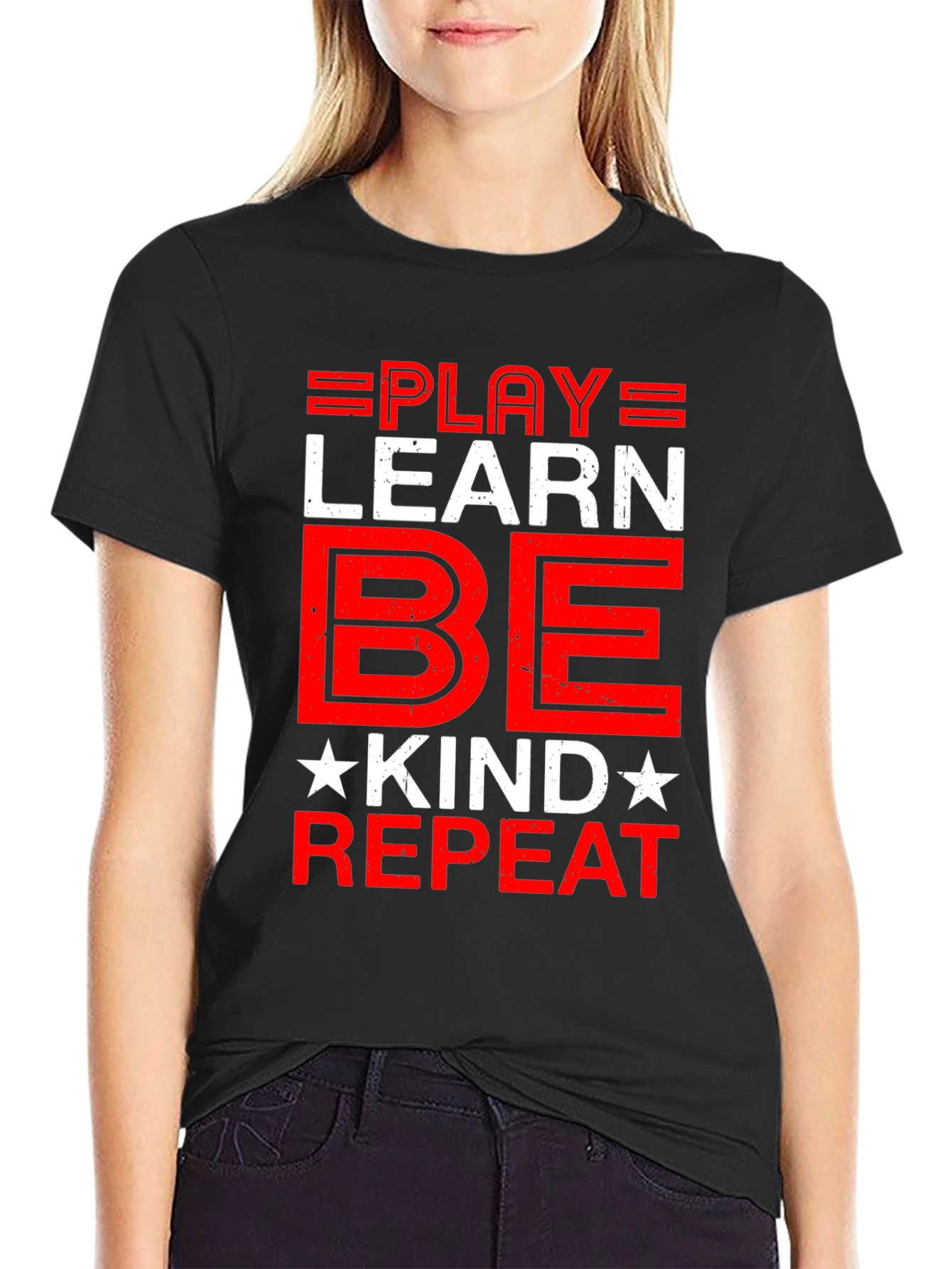 Play Learn Be Kind Repeat Graphic Tee