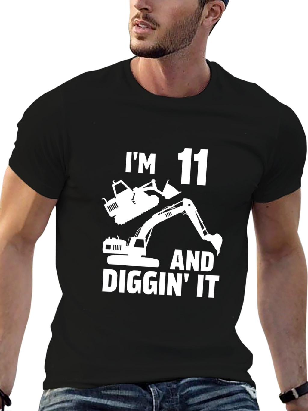 Im 11 and Diggin It T-Shirt - Black